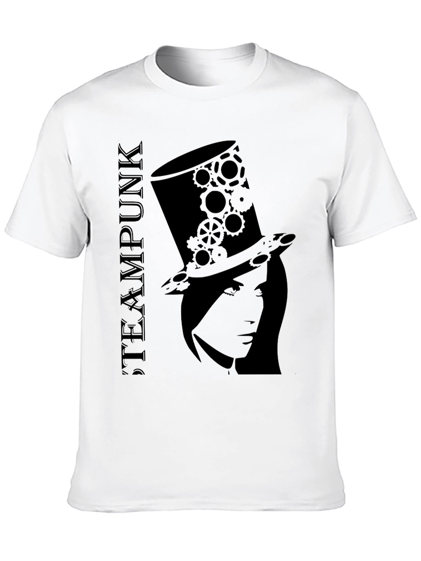 Steampunk Top Hat Woman Black T-Shirt