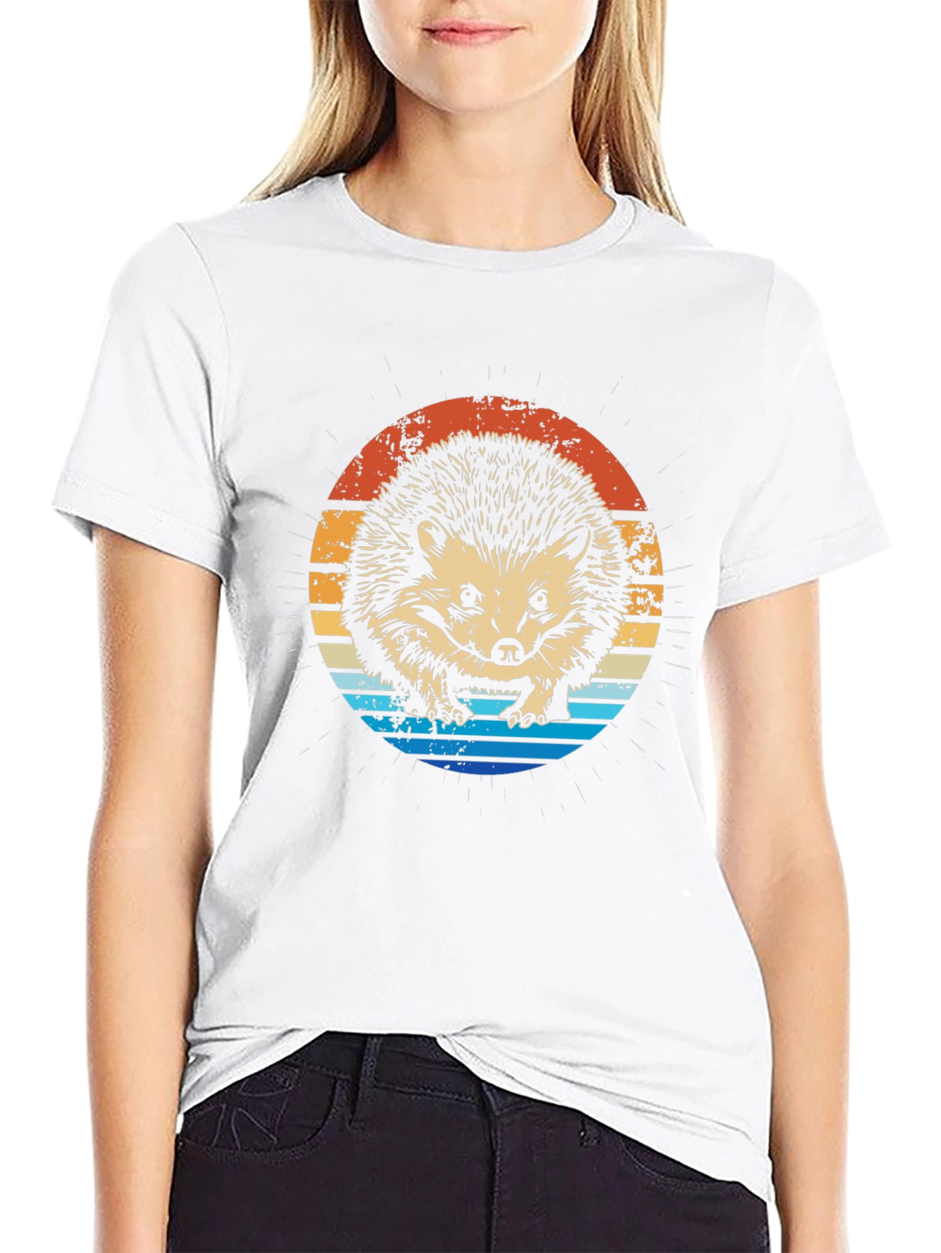 Retro Hedgehog Graphic Tee - Mens Black T-Shirt