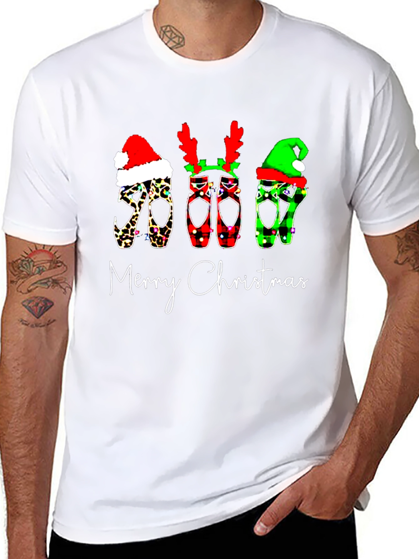 Festive Christmas Ballet Shoes Graphic Tee
