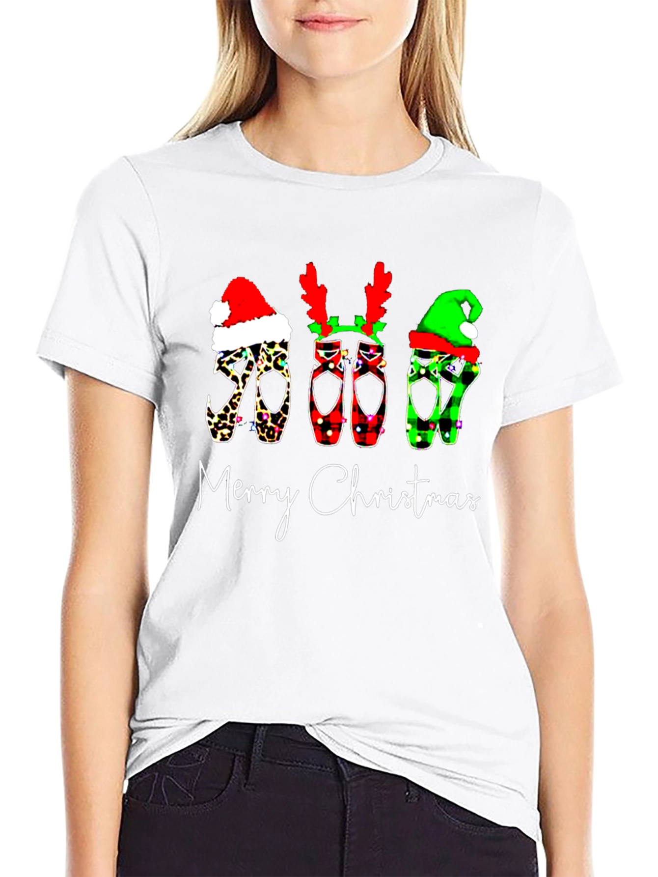 Festive Christmas Ballet Shoes Graphic Tee