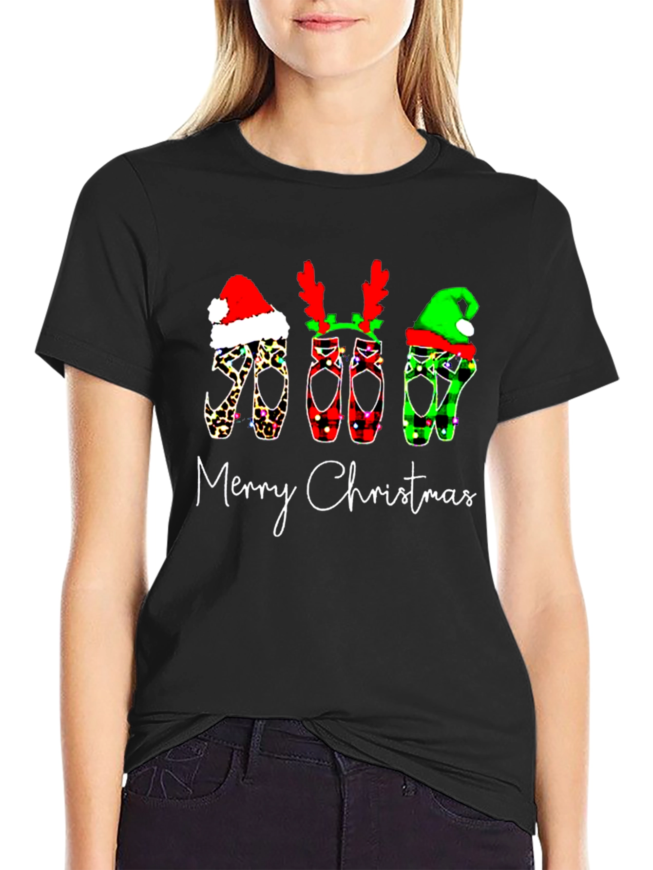 Festive Christmas Ballet Shoes Graphic Tee
