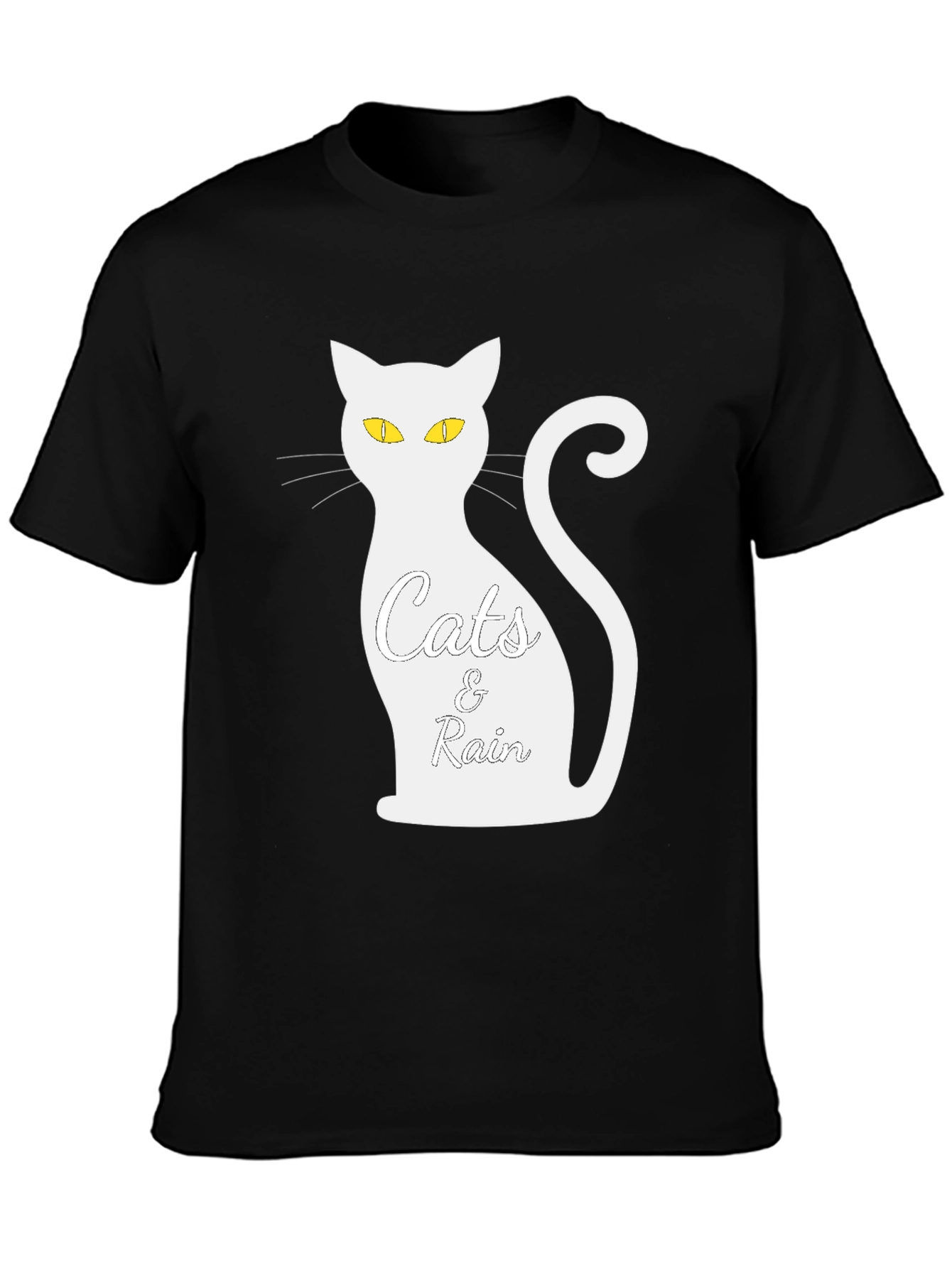 Cats & Rain Black T-Shirt - Unique Graphic Tee