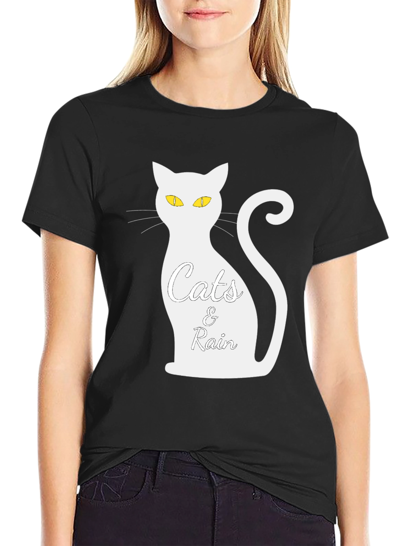 Cats & Rain Black T-Shirt - Unique Graphic Tee