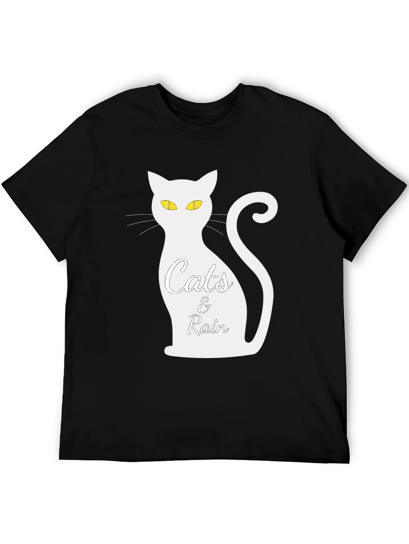 Cats & Rain Black T-Shirt - Unique Graphic Tee