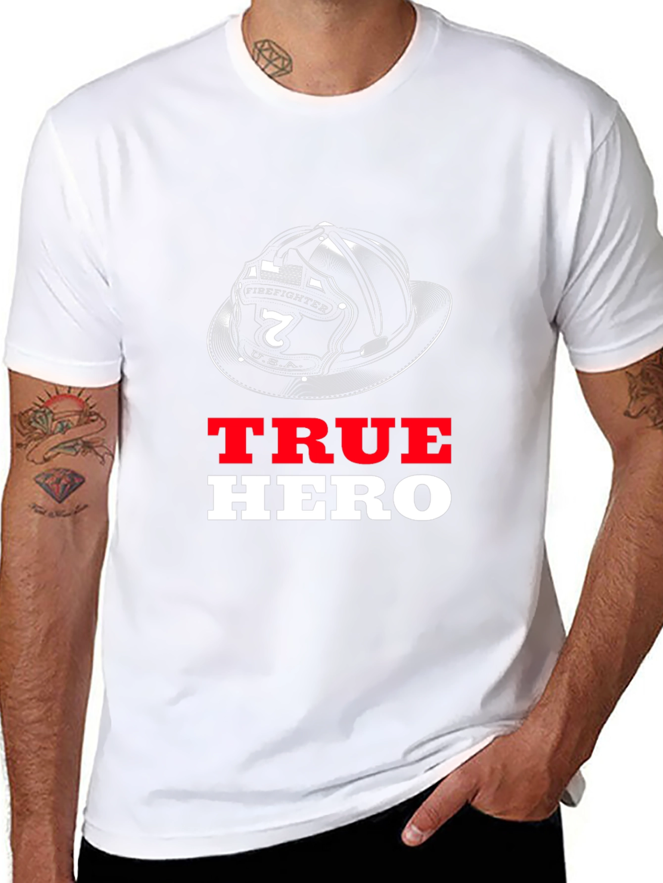 True Hero Firefighter Helmet Graphic T-Shirt