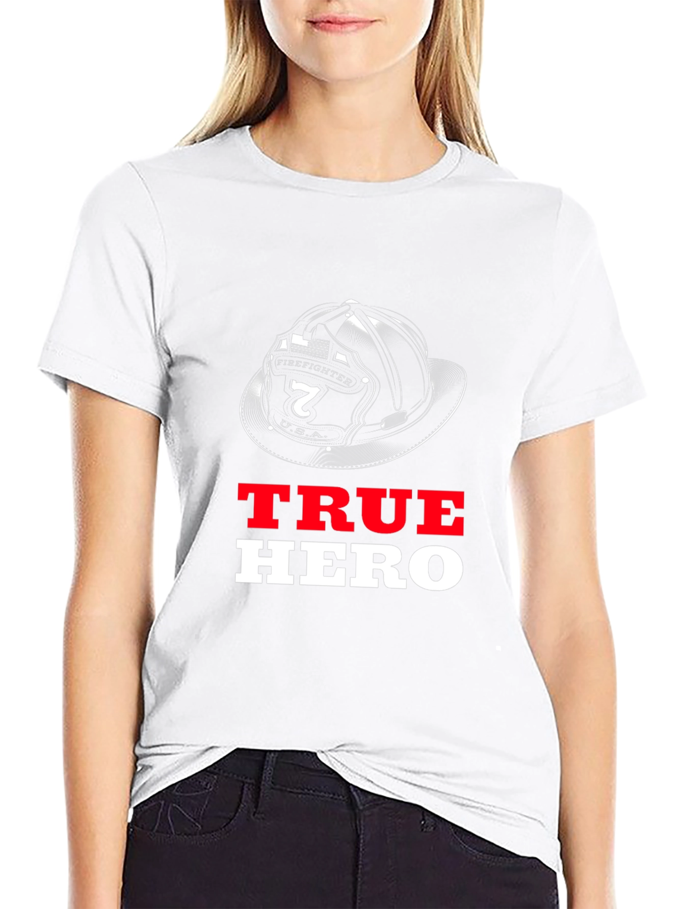 True Hero Firefighter Helmet Graphic T-Shirt