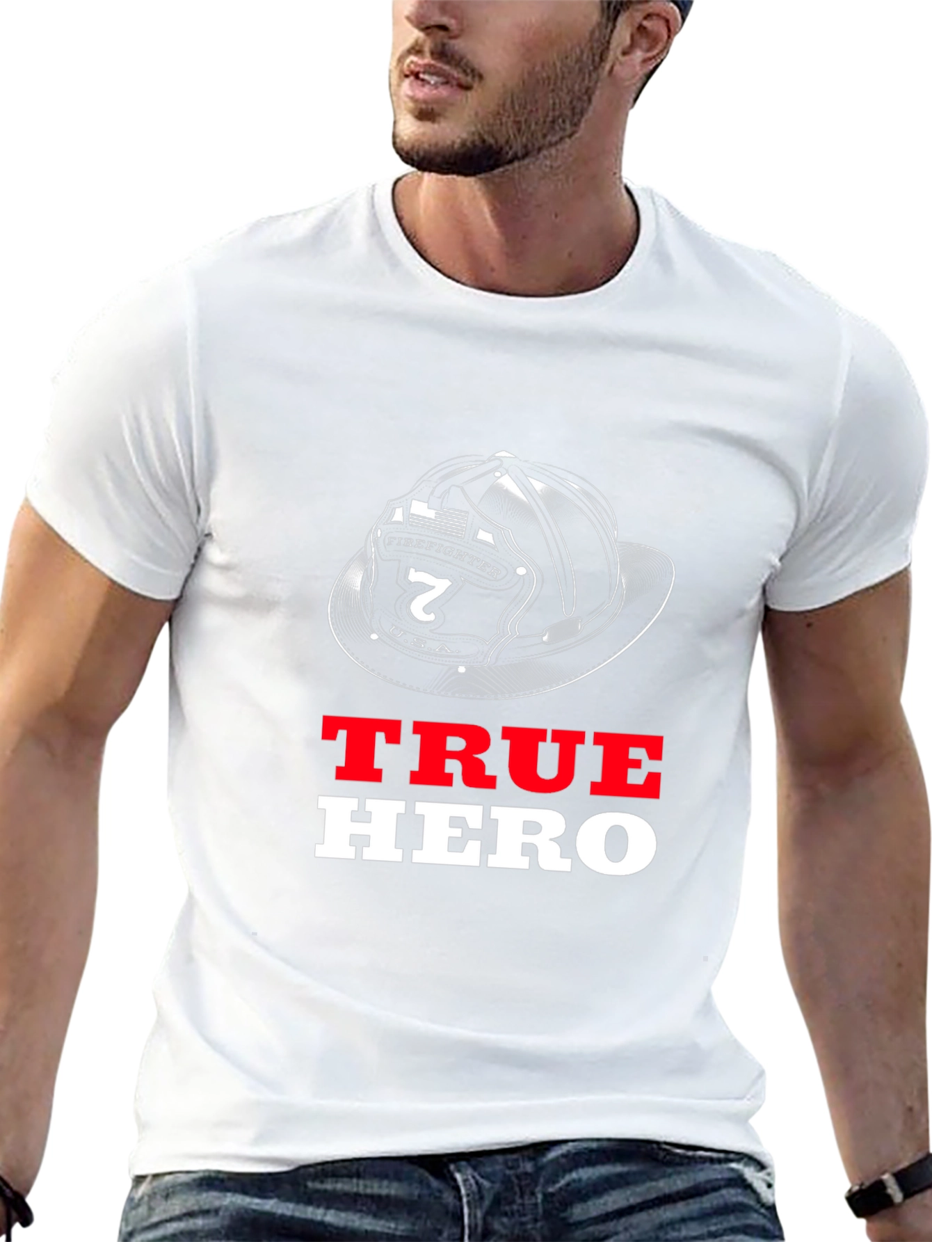 True Hero Firefighter Helmet Graphic T-Shirt