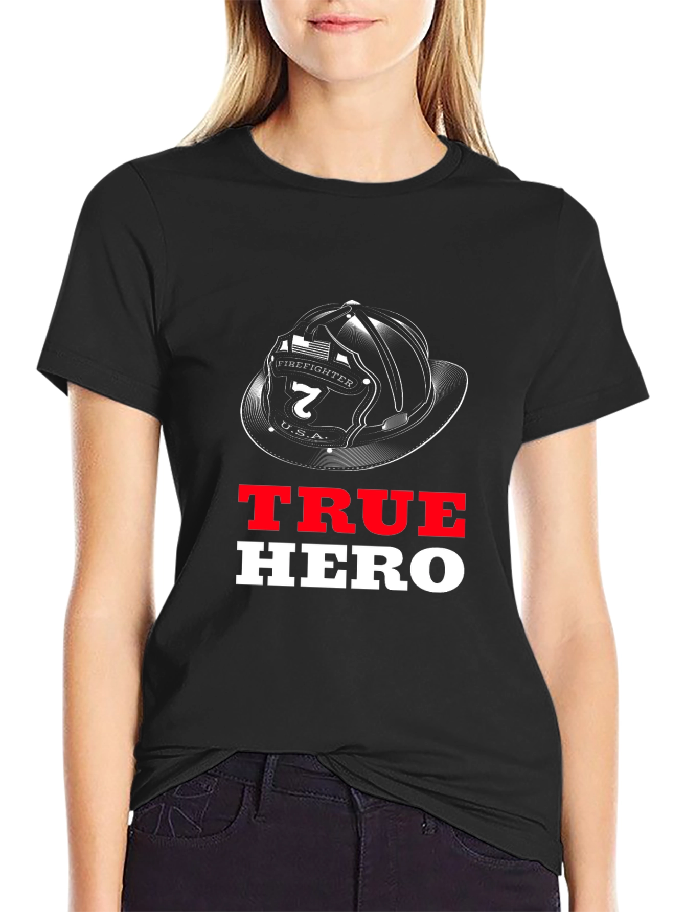 True Hero Firefighter Helmet Graphic T-Shirt