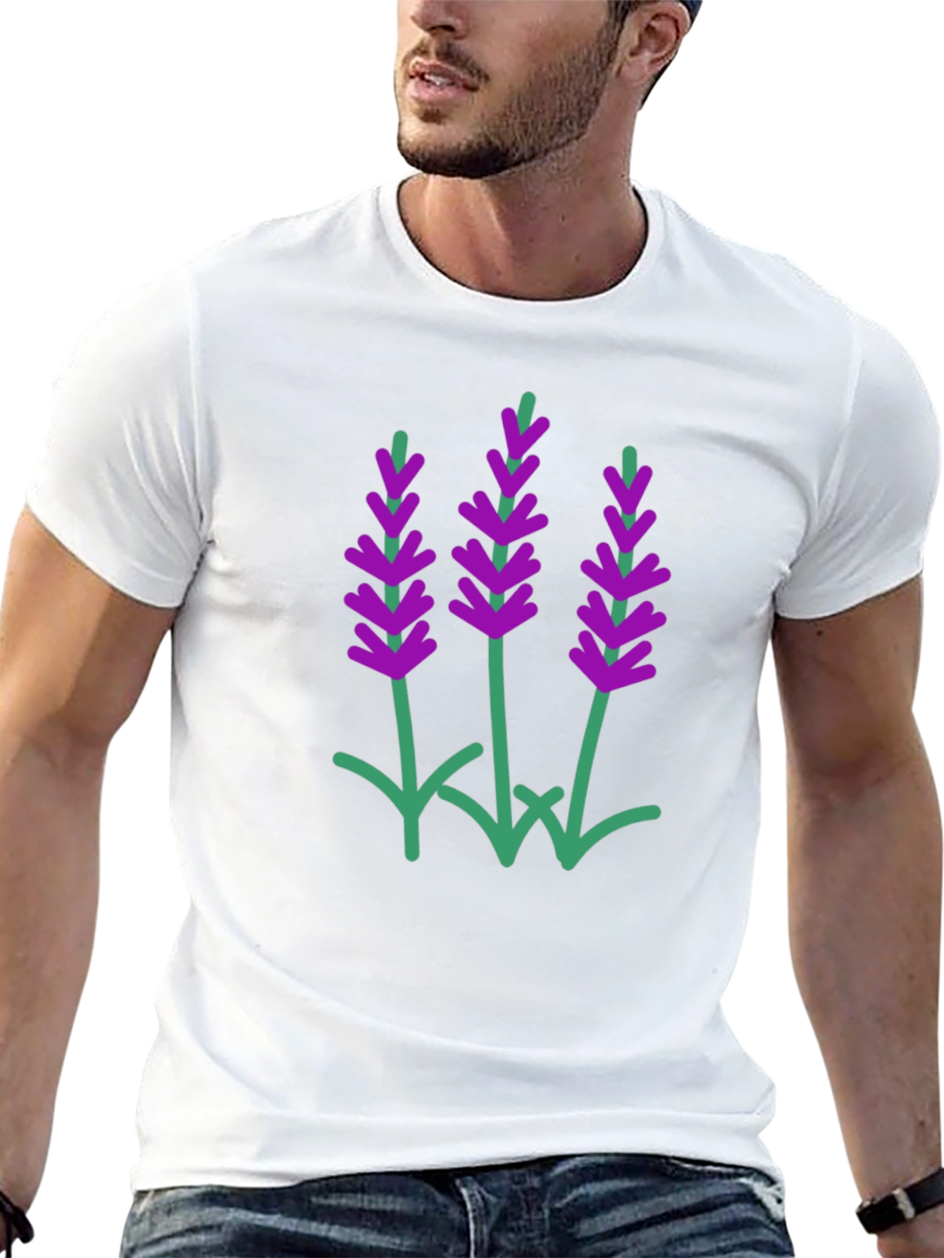 Lavender Print Black T-Shirt