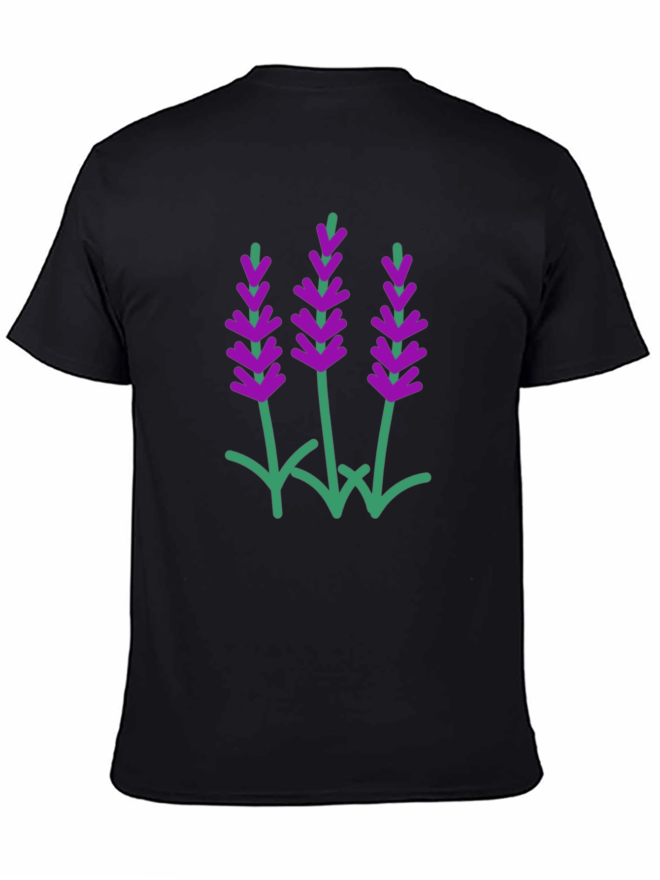 Lavender Print Black T-Shirt