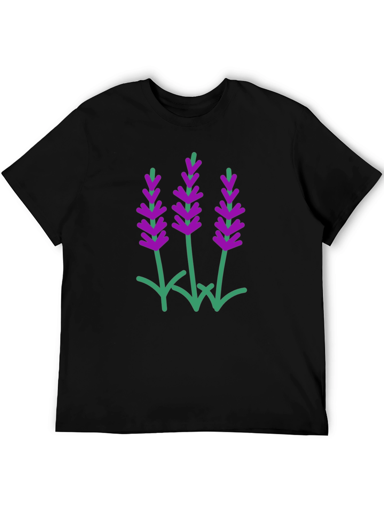 Lavender Print Black T-Shirt