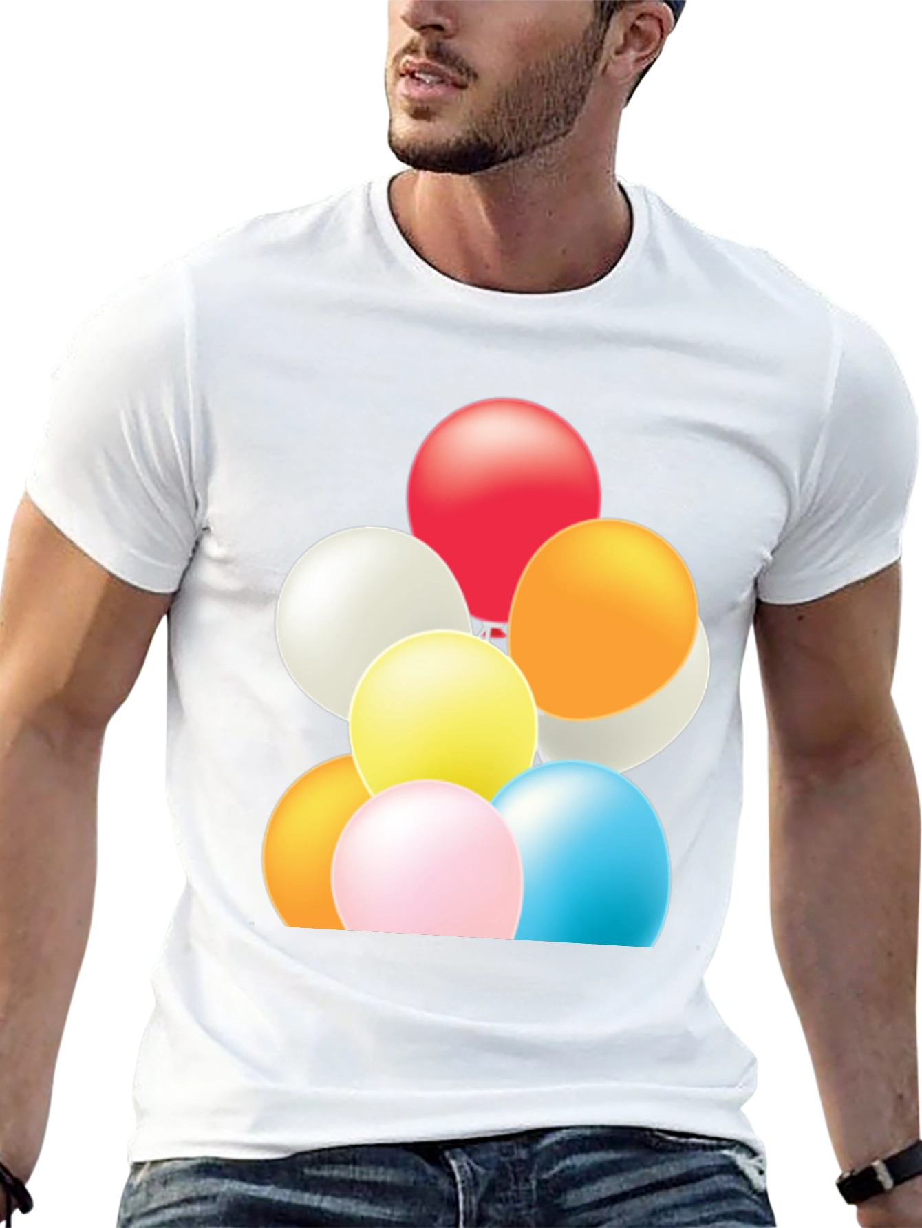 Fun Balloons Graphic Tee - Black Cotton T-Shirt
