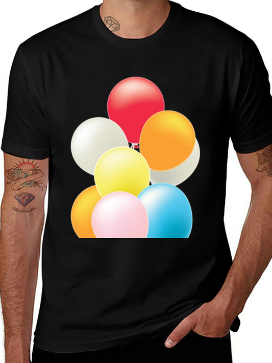 Fun Balloons Graphic Tee - Black Cotton T-Shirt