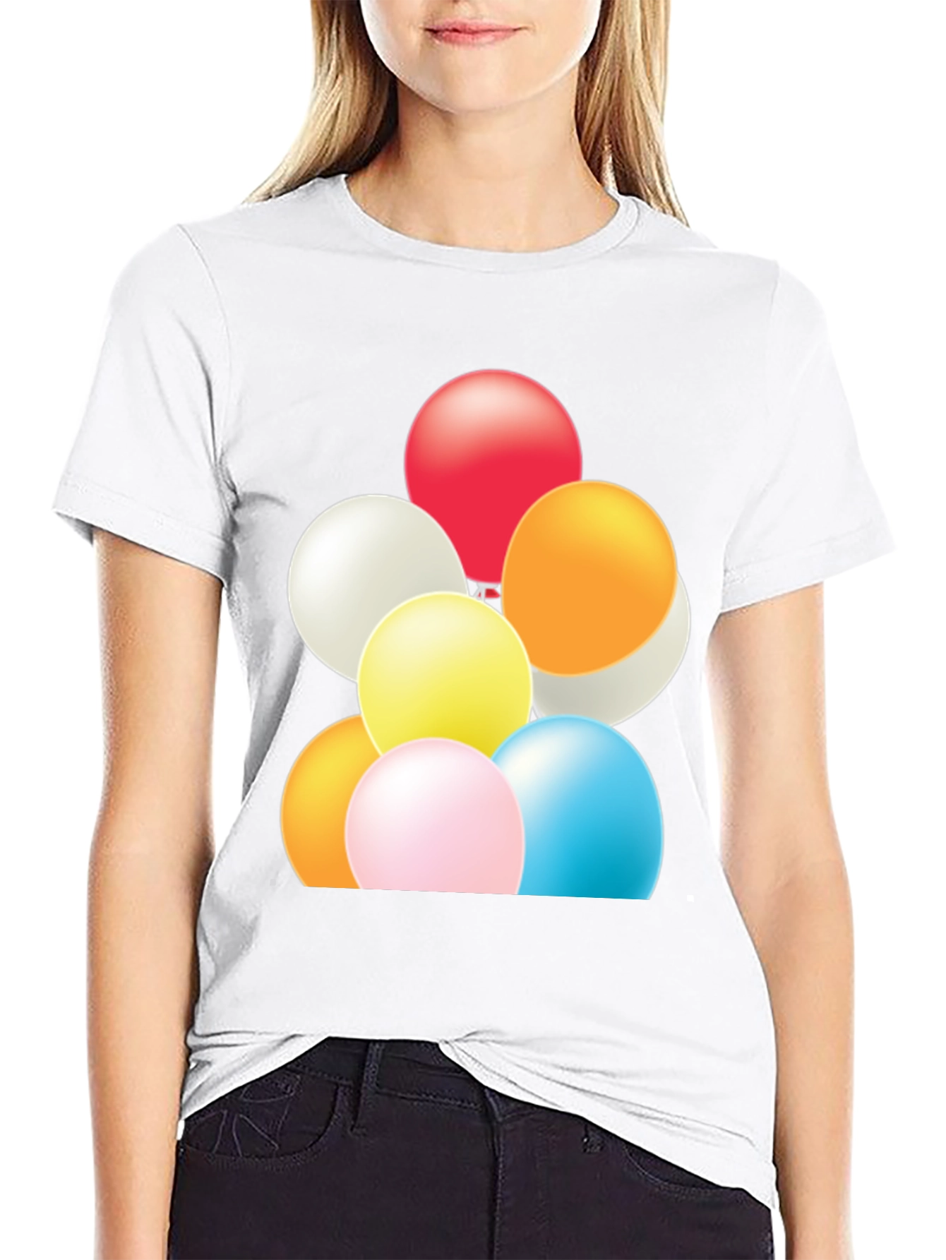Fun Balloons Graphic Tee - Black Cotton T-Shirt