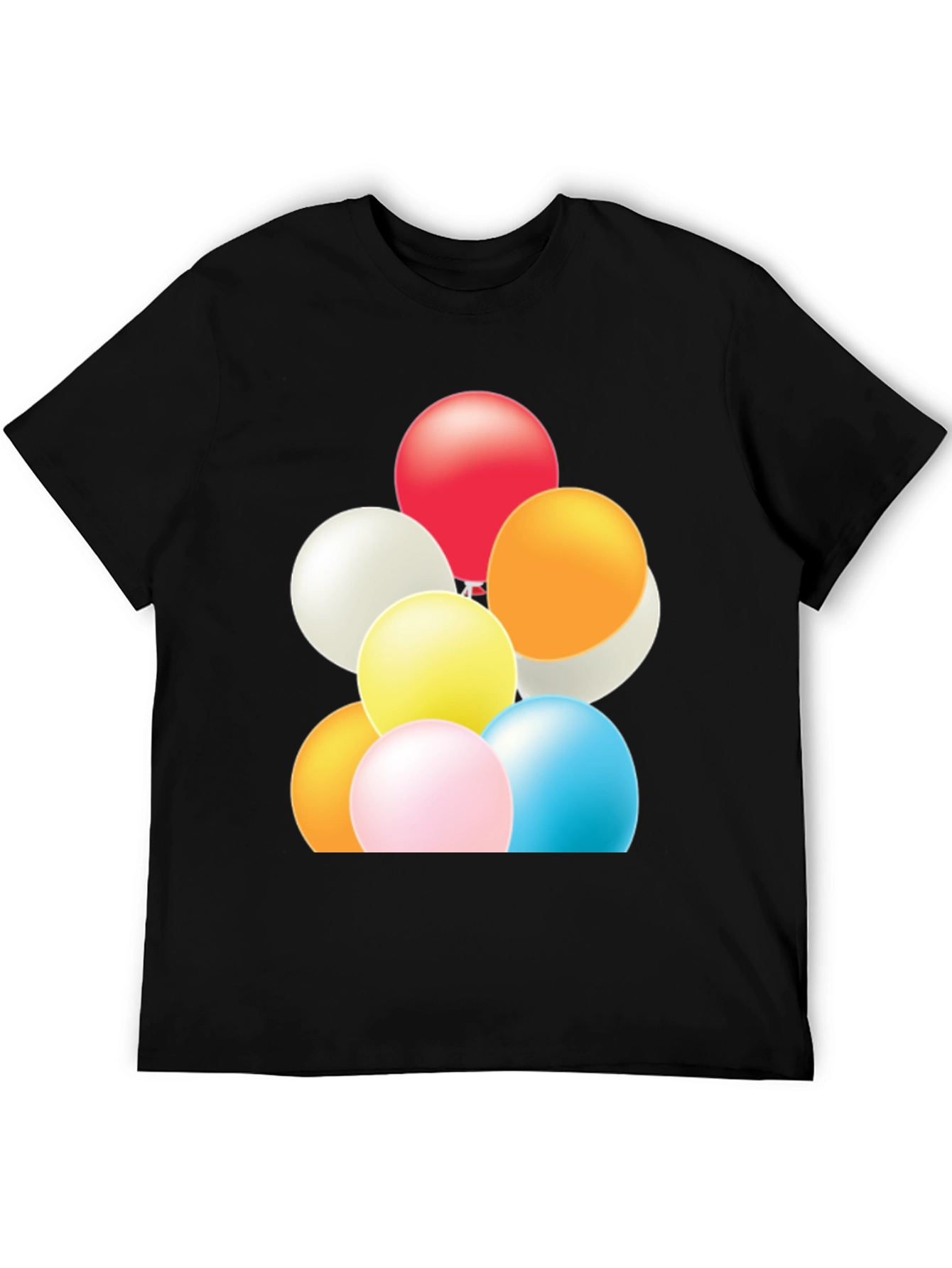 Fun Balloons Graphic Tee - Black Cotton T-Shirt