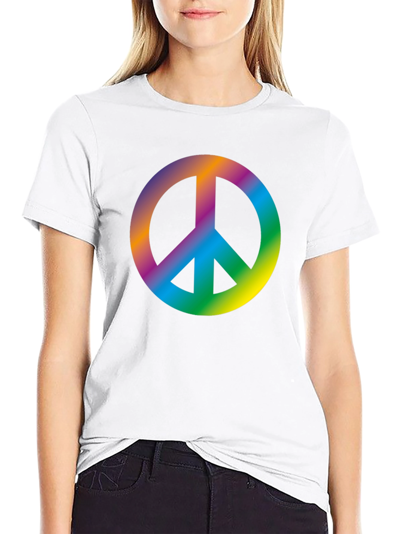 Rainbow Peace Sign Black T-Shirt