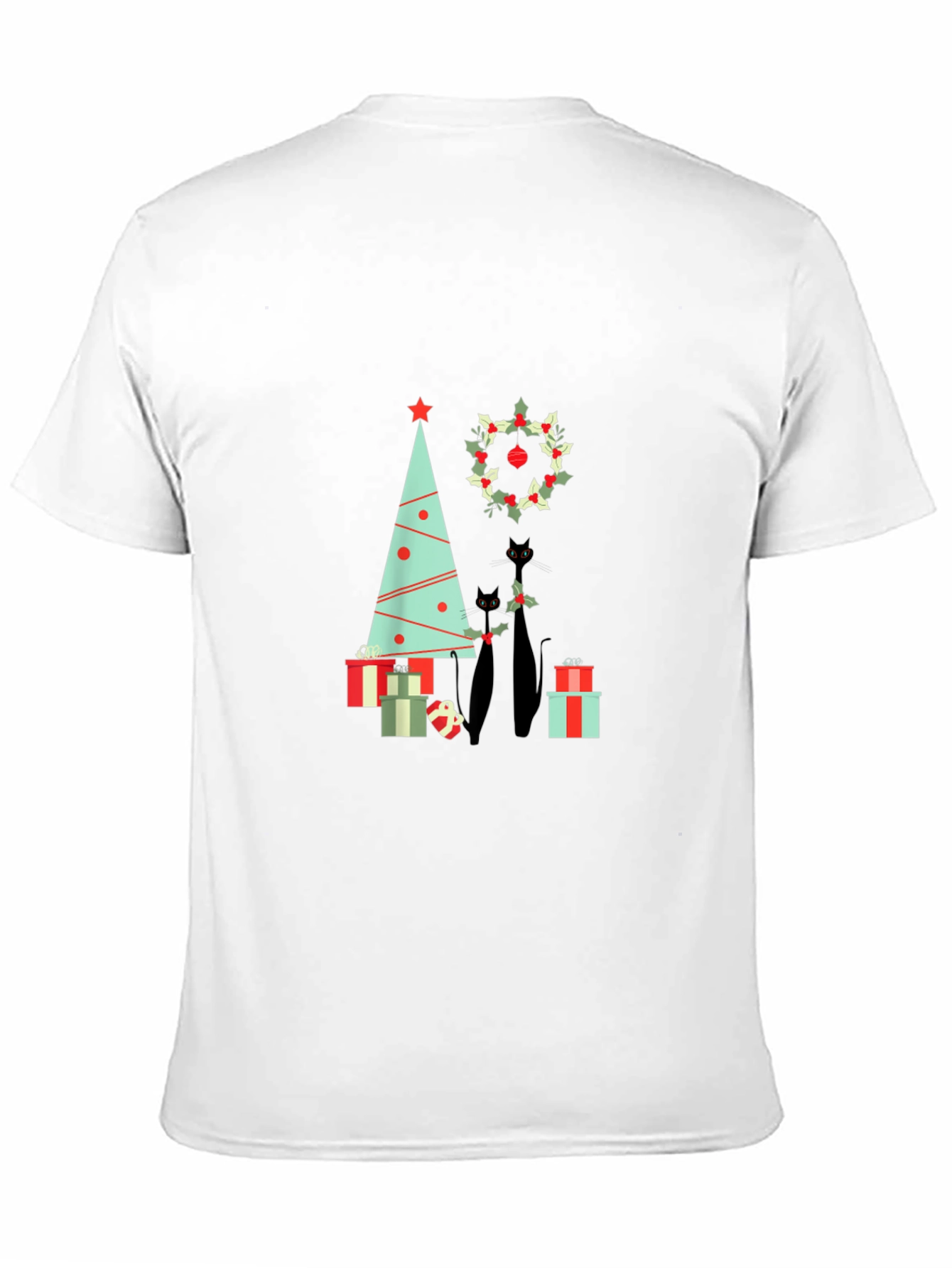 Festive Black Cat Christmas T-Shirt