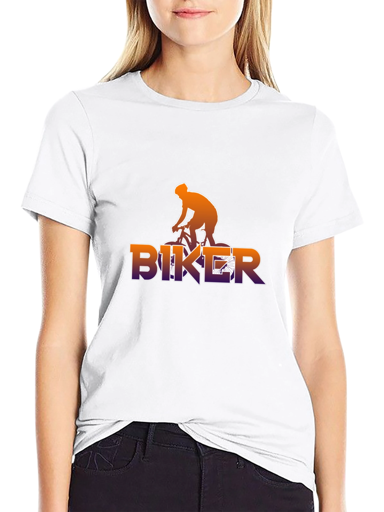 Biker Graphic Tee - Black Cotton T-Shirt