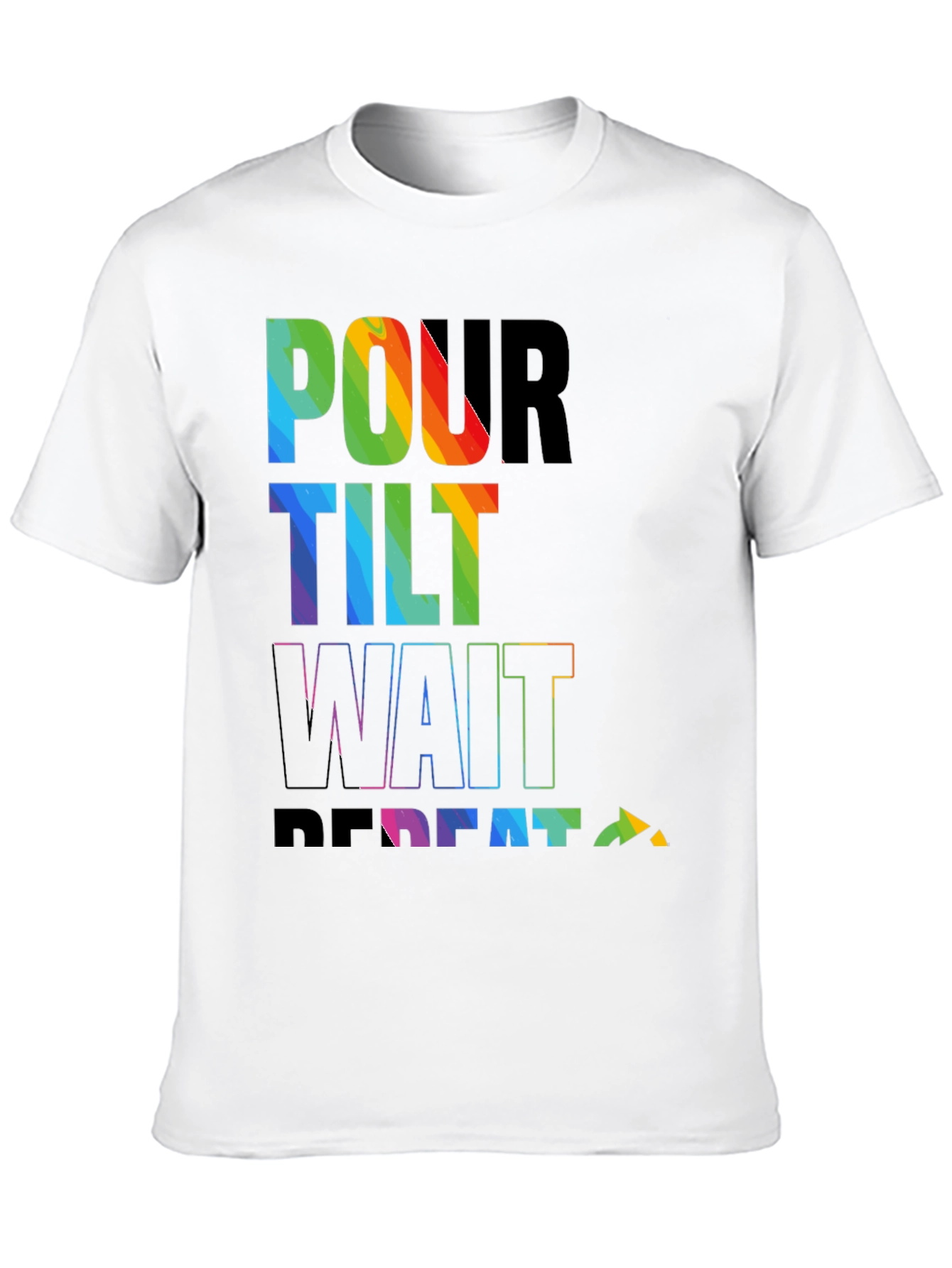 Pour Tilt Wait Repeat Rainbow Graphic T-Shirt