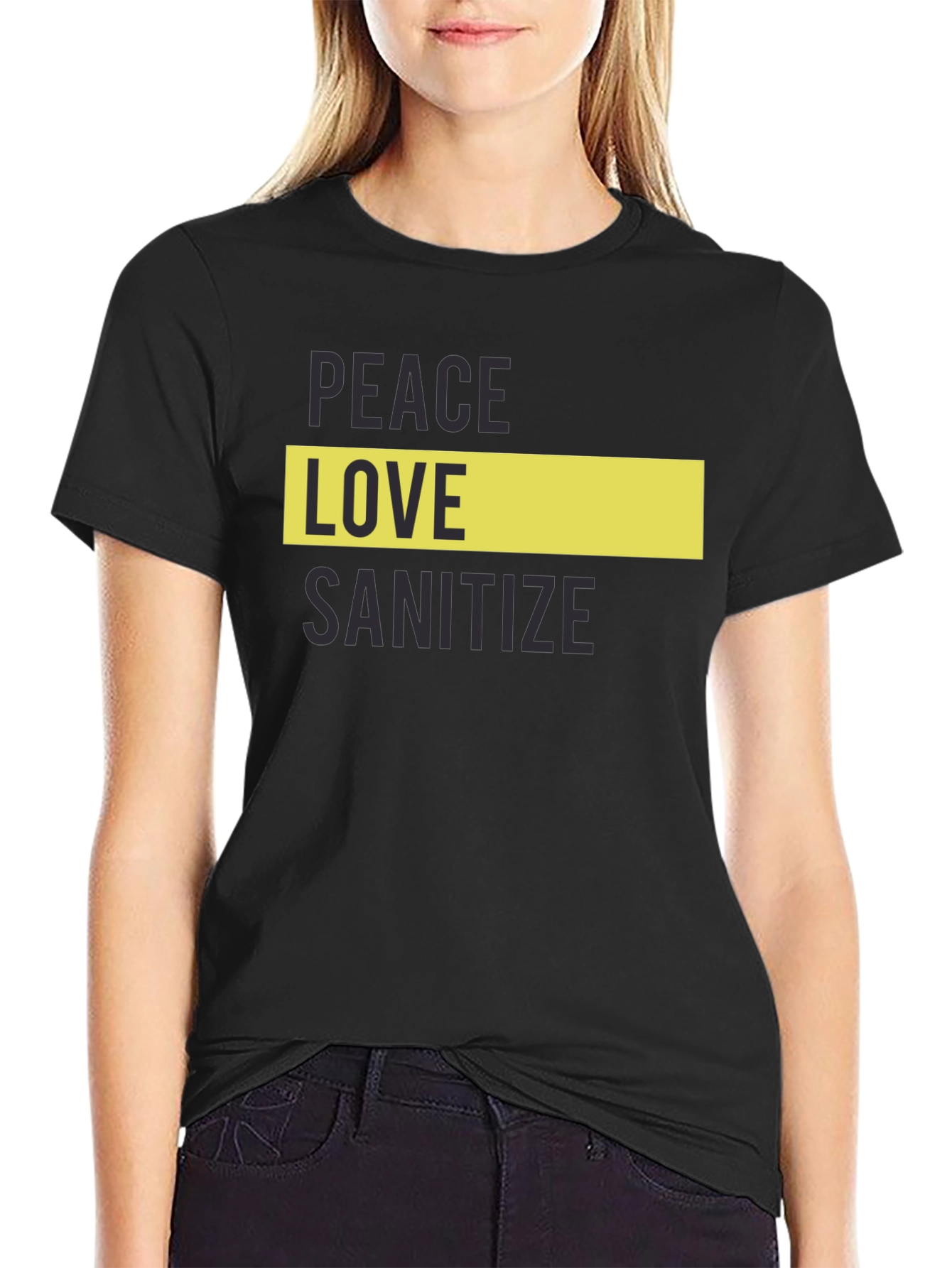 Peace Love Sanitize Black T-Shirt