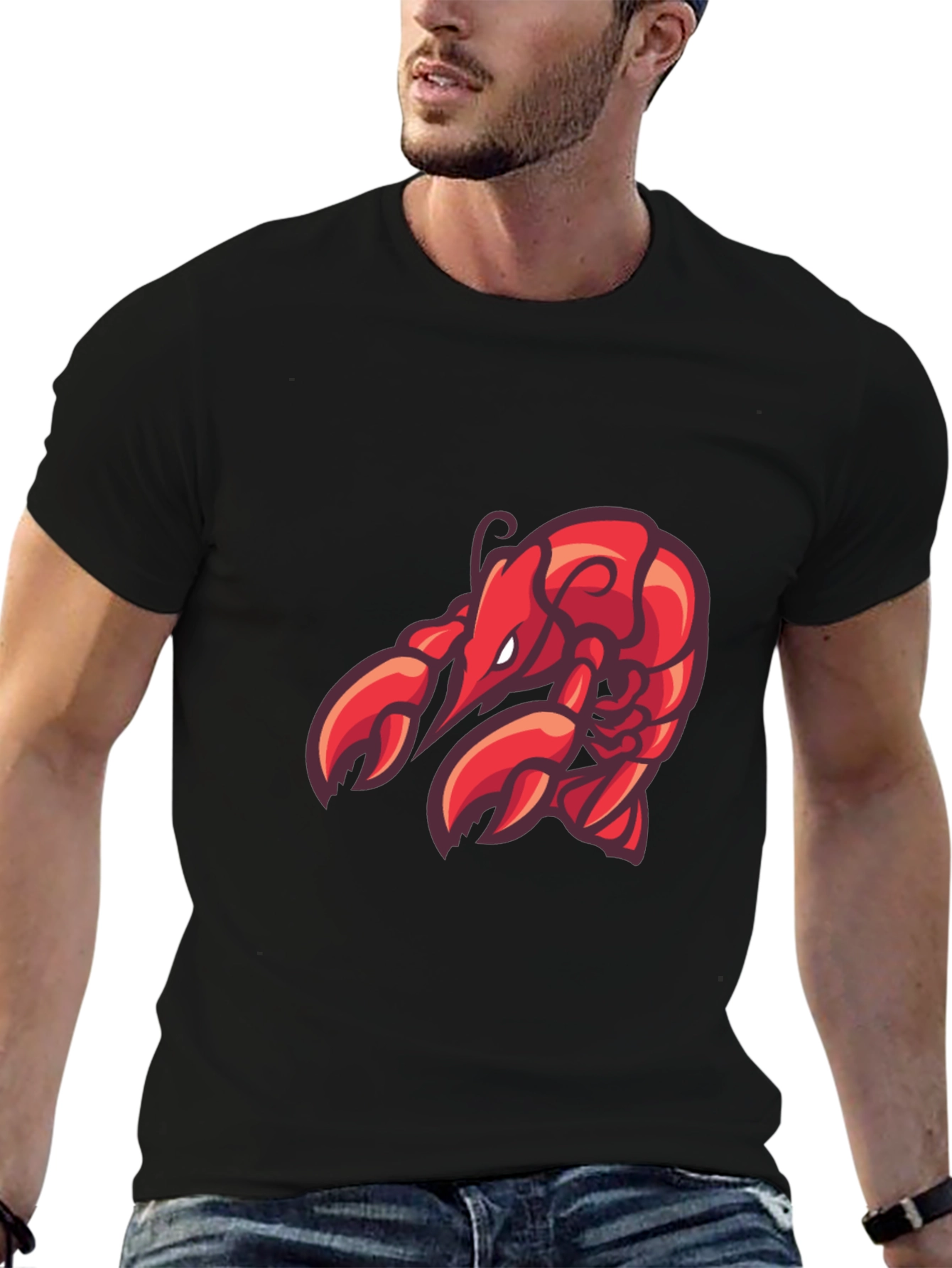 Lobster Graphic Tee - Black Cotton T-Shirt