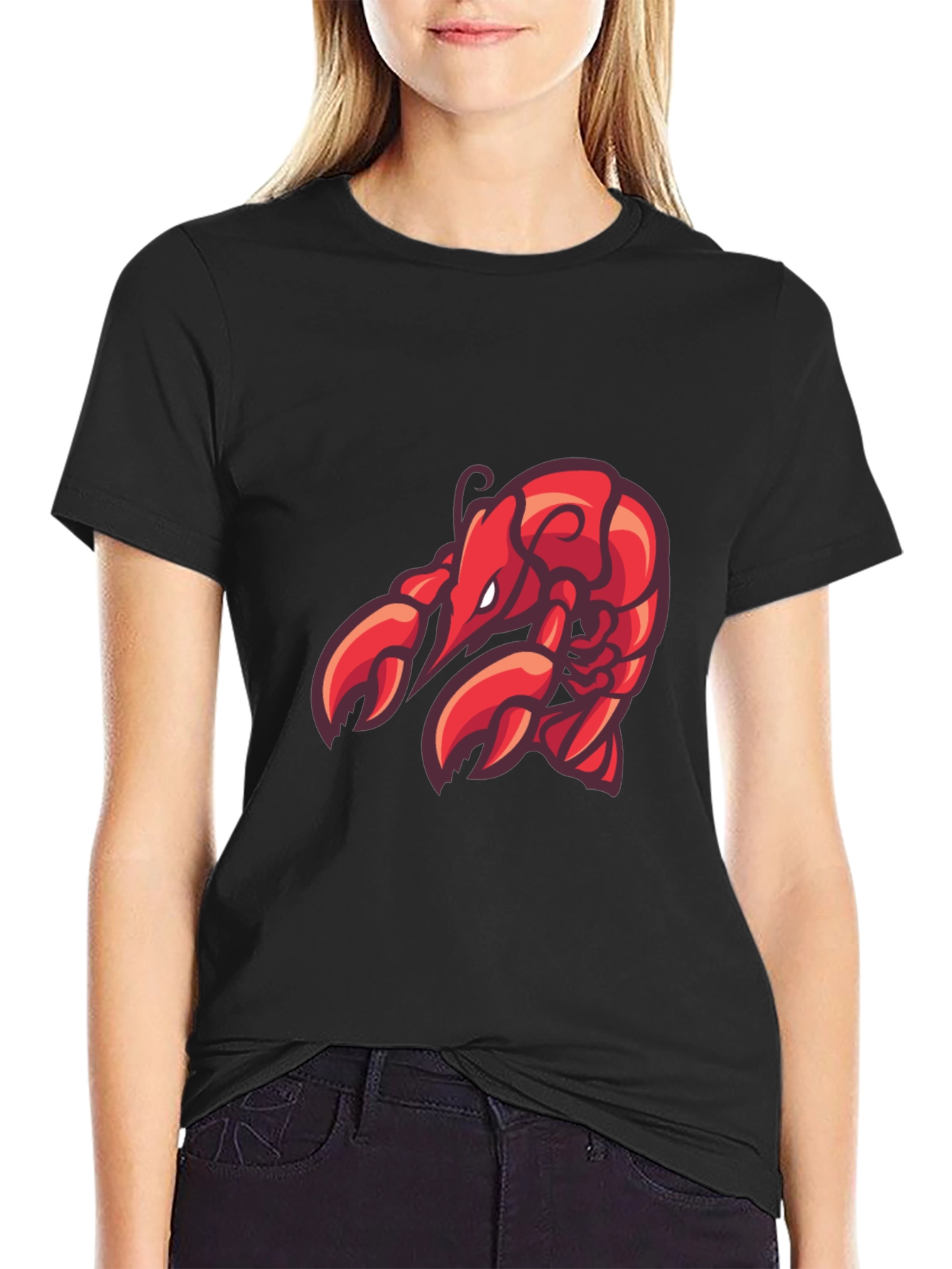 Lobster Graphic Tee - Black Cotton T-Shirt