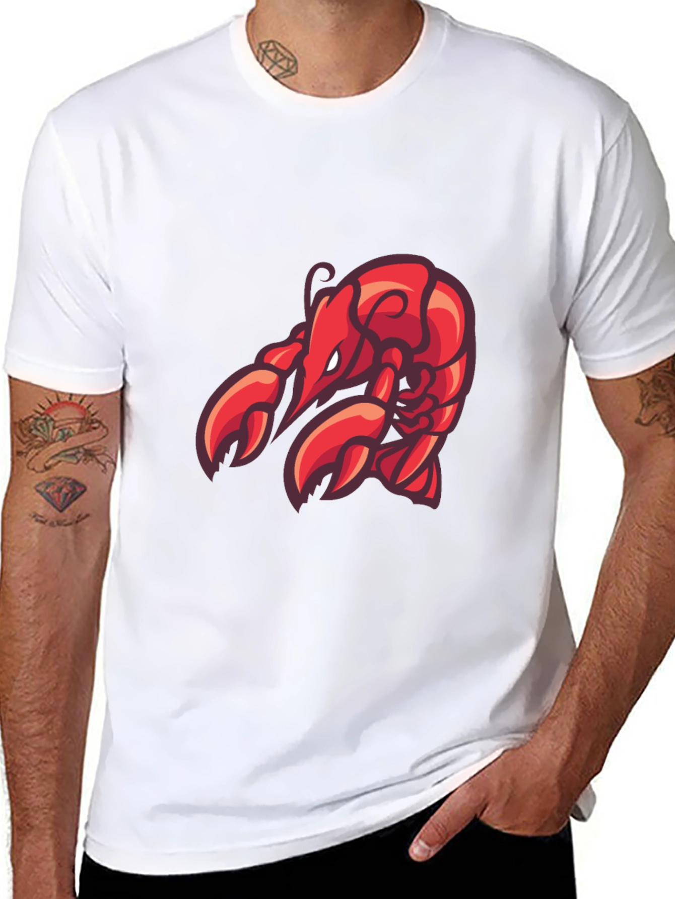 Lobster Graphic Tee - Black Cotton T-Shirt
