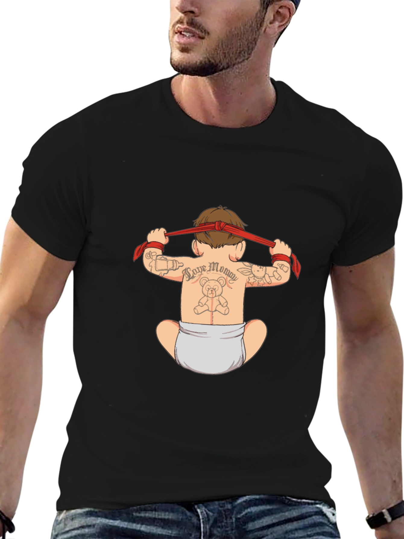 Tattooed Baby Graphic Black T-Shirt
