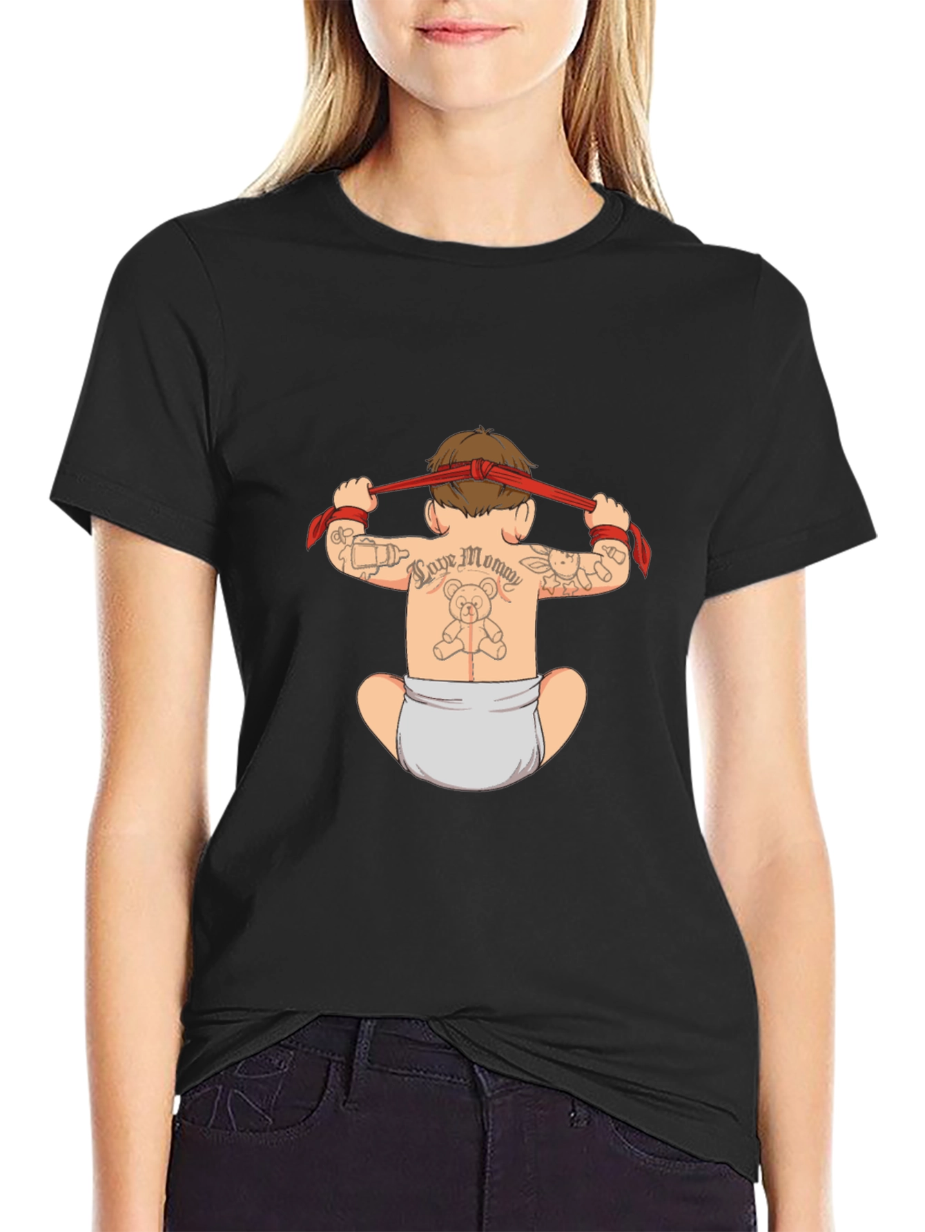 Tattooed Baby Graphic Black T-Shirt
