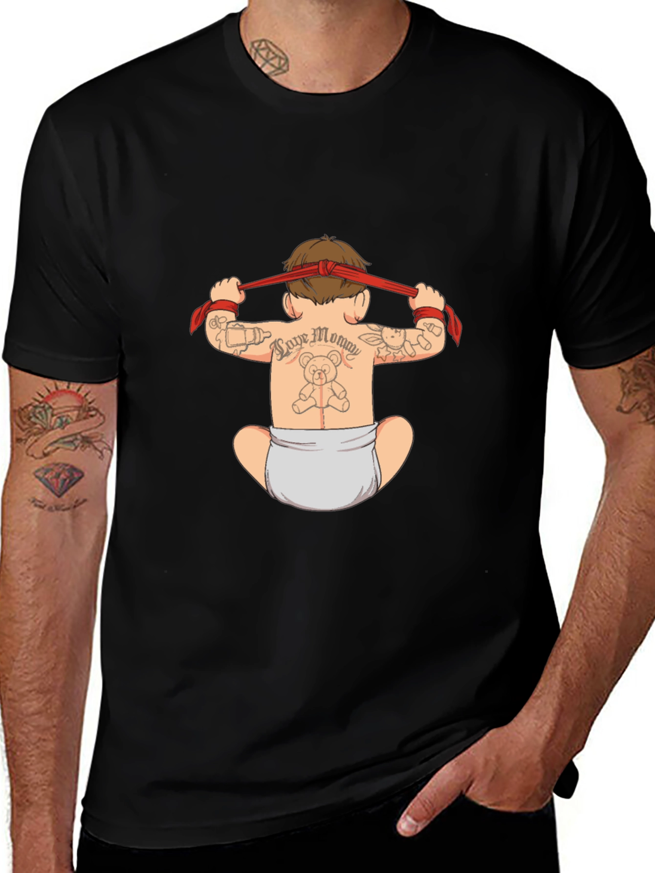 Tattooed Baby Graphic Black T-Shirt