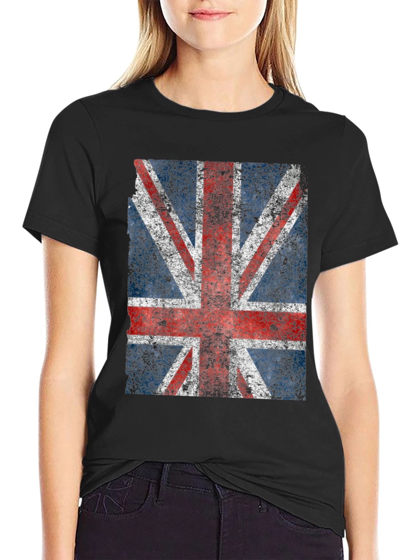 Union Jack Flag Graphic Tee - Distressed Style
