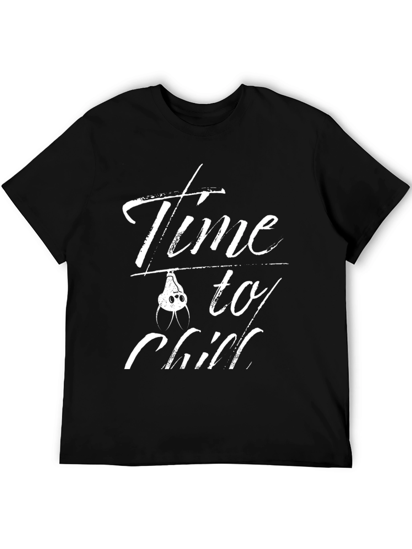 Time to Chill Bat Graphic Mens Black T-Shirt