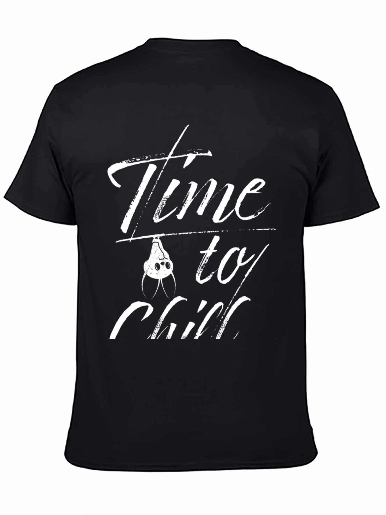 Time to Chill Bat Graphic Mens Black T-Shirt