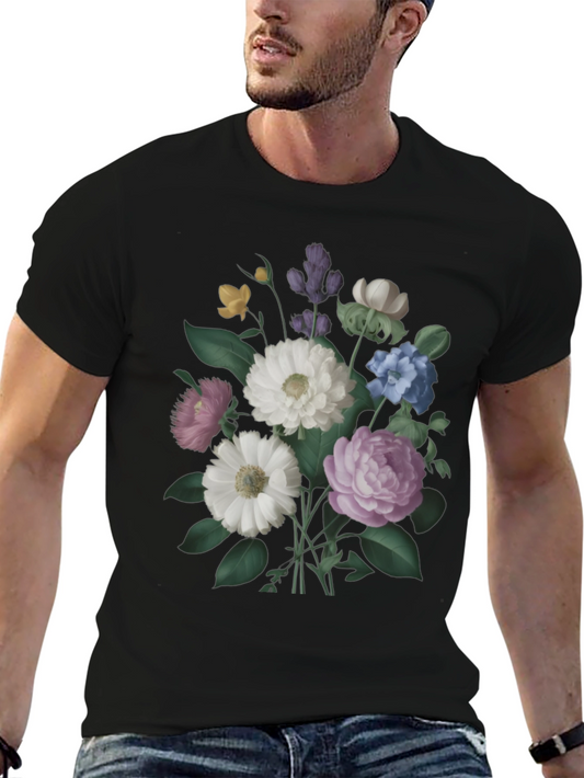 Floral Bouquet Graphic Black T-Shirt