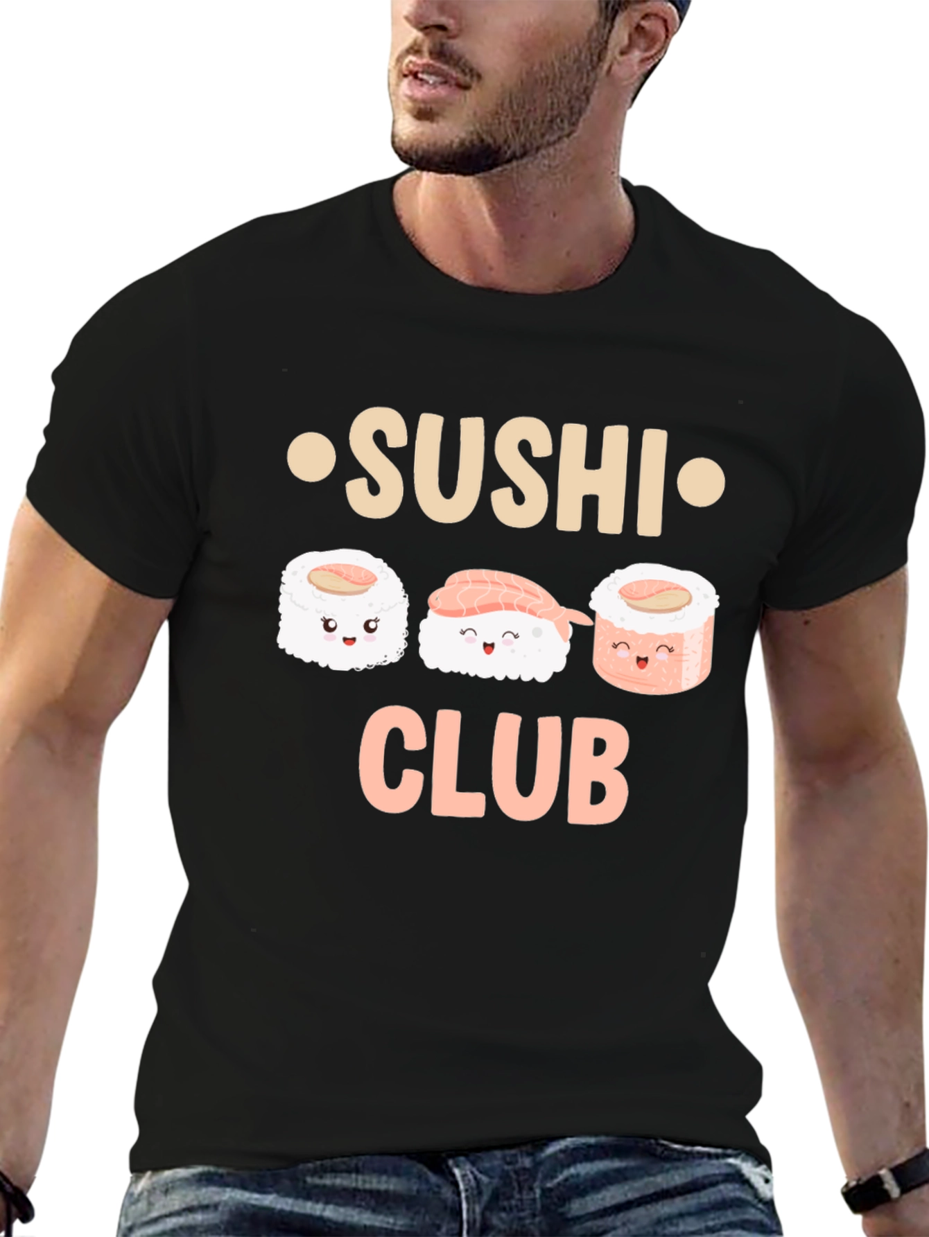 Sushi Club Graphic Tee - Black Cotton T-Shirt