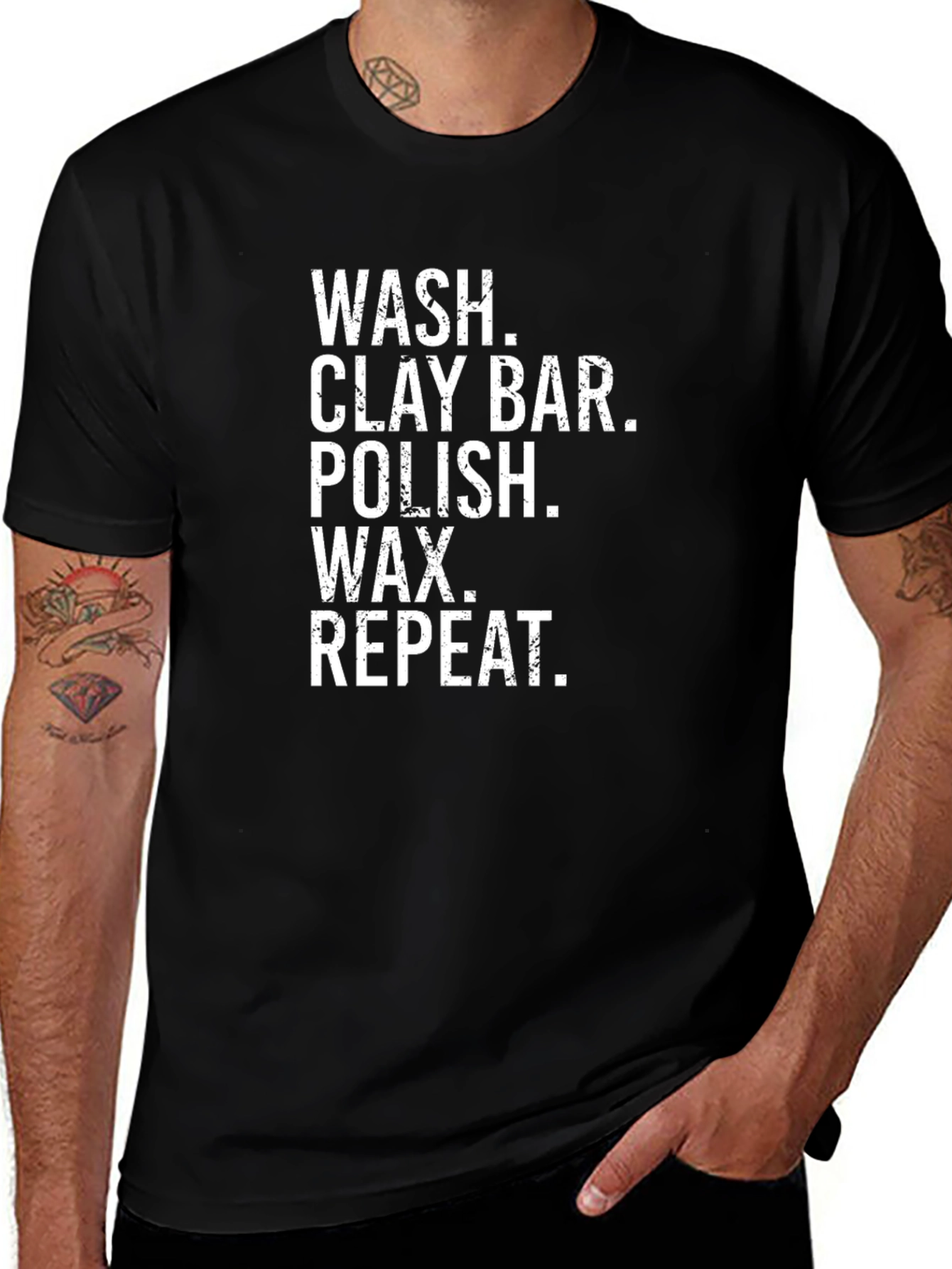 Wash Clay Bar Polish Wax Repeat Car Detailing T-Shirt
