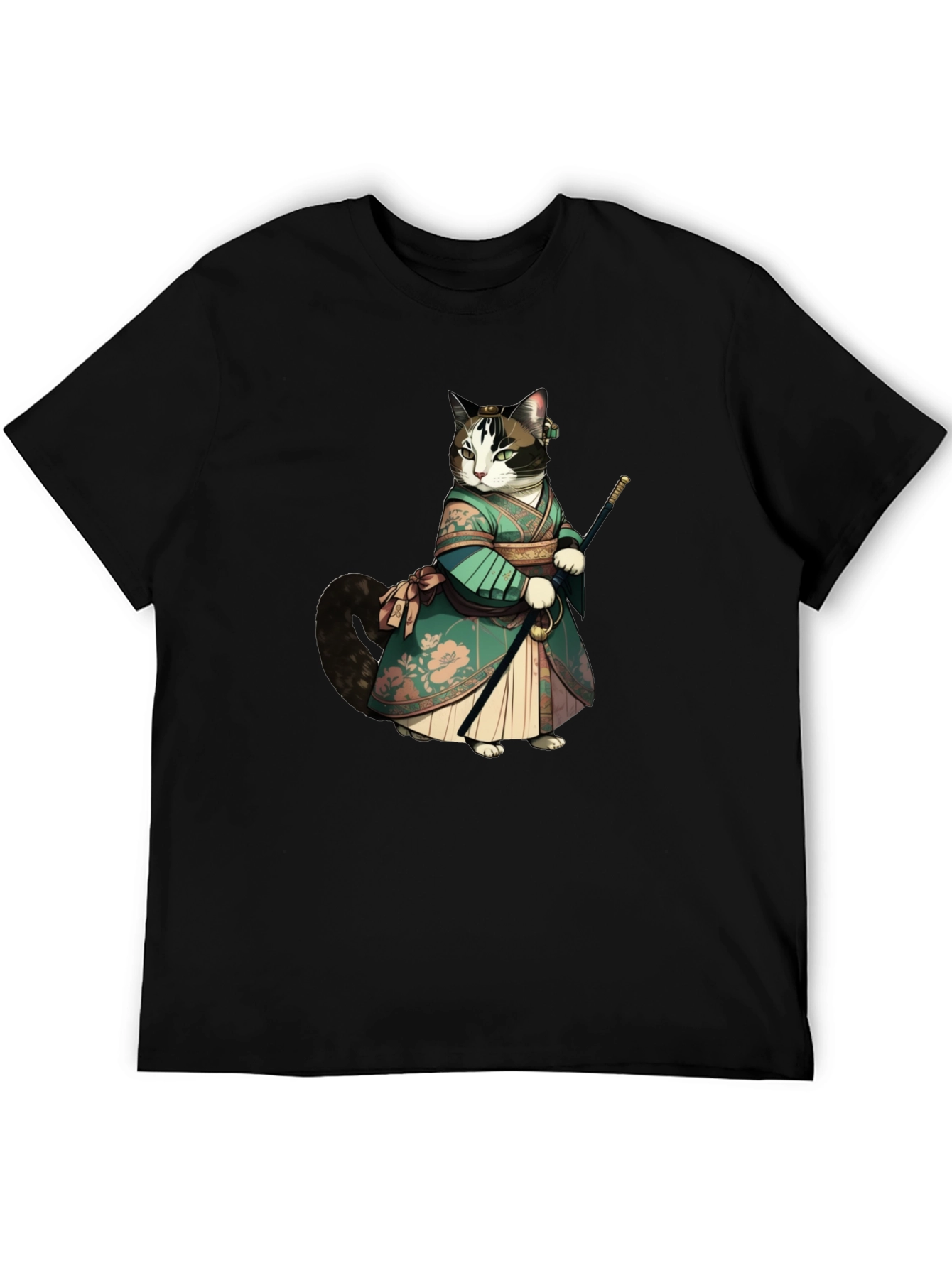 Samurai Cat Graphic Tee - Unique Anime Style