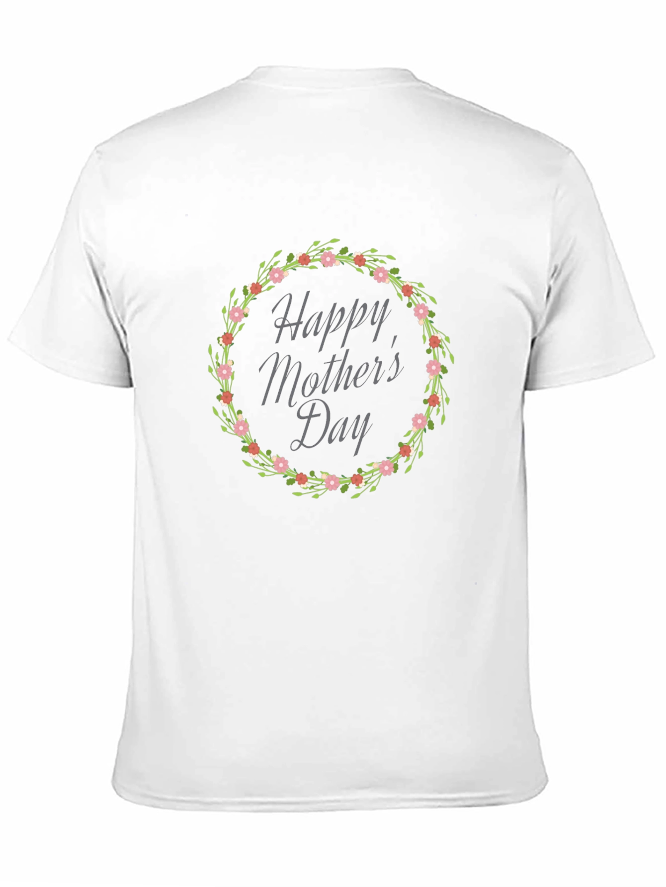 Happy Mothers Day Floral Wreath Black T-Shirt