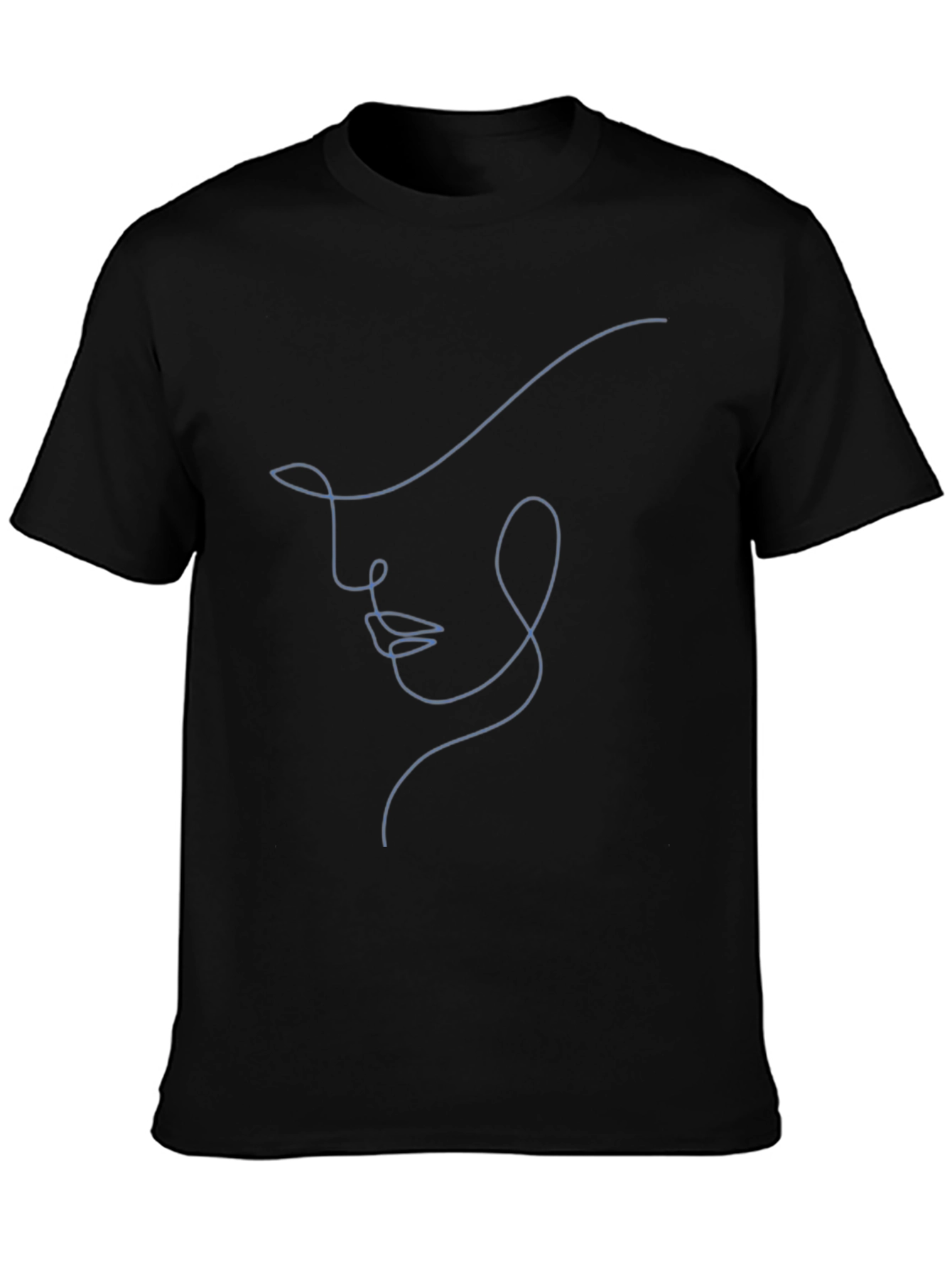 Abstract Face Line Art Black T-Shirt - Unisex