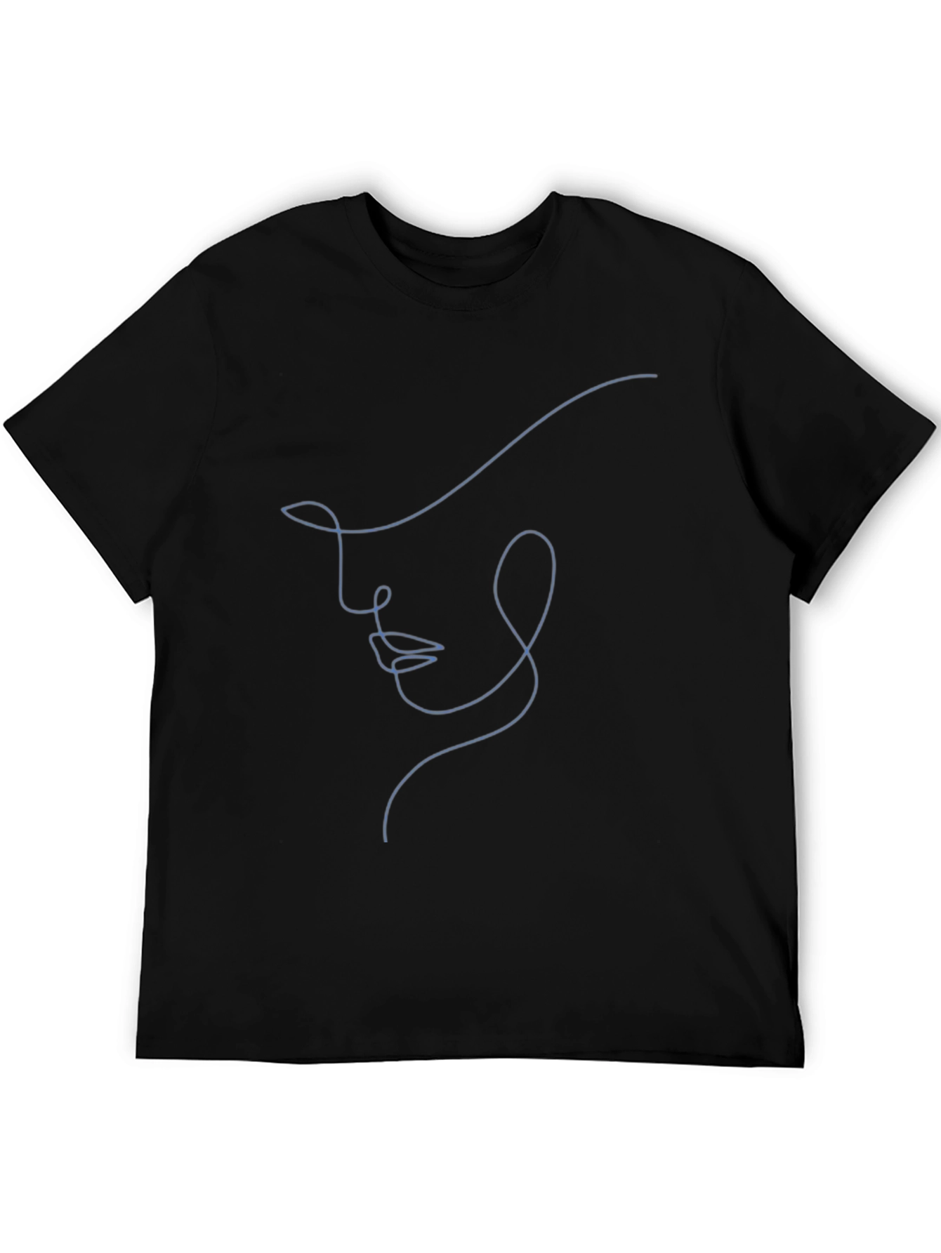 Abstract Face Line Art Black T-Shirt - Unisex