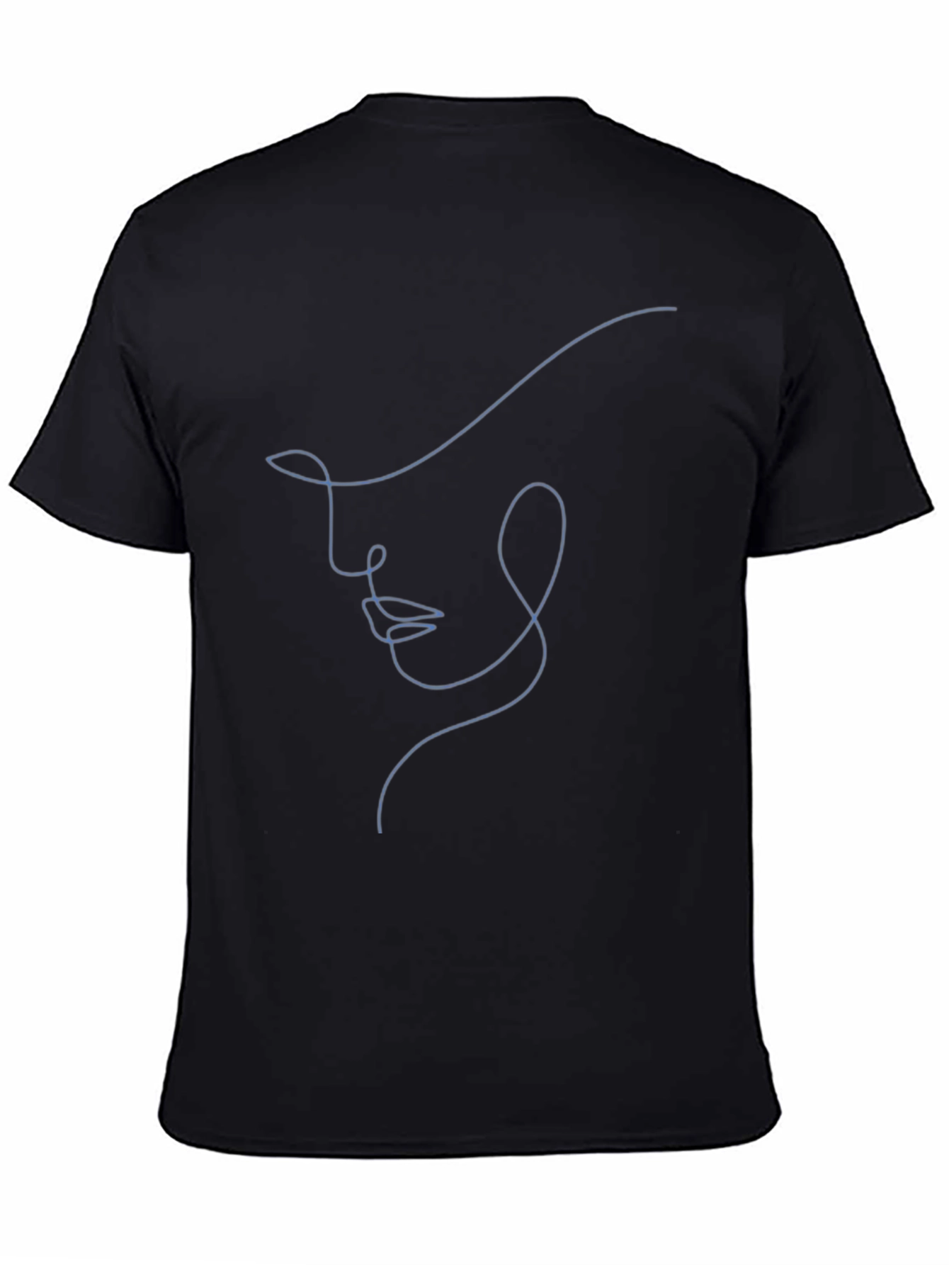 Abstract Face Line Art Black T-Shirt - Unisex