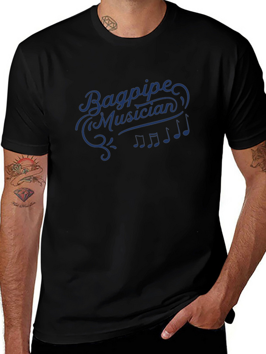 Bagpipe Musician Graphic Tee - Black