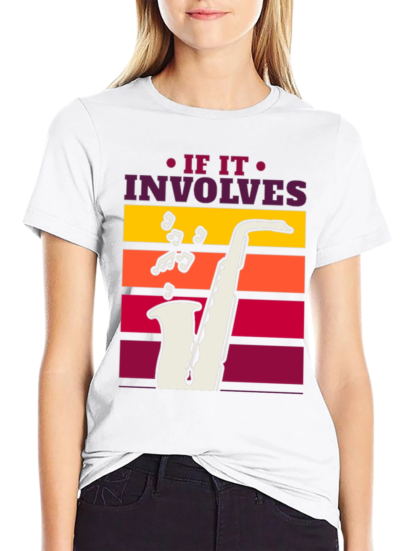 If It Involves Saxophone Black Graphic Tee