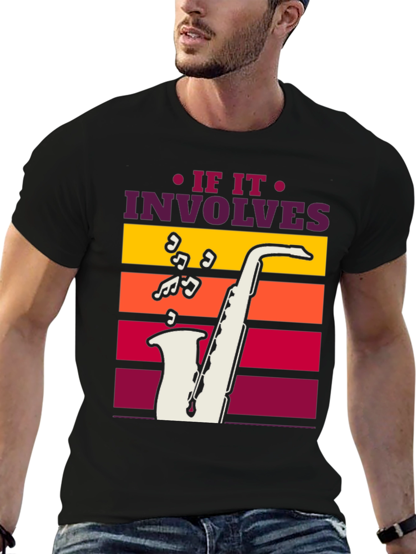 If It Involves Saxophone Black Graphic Tee