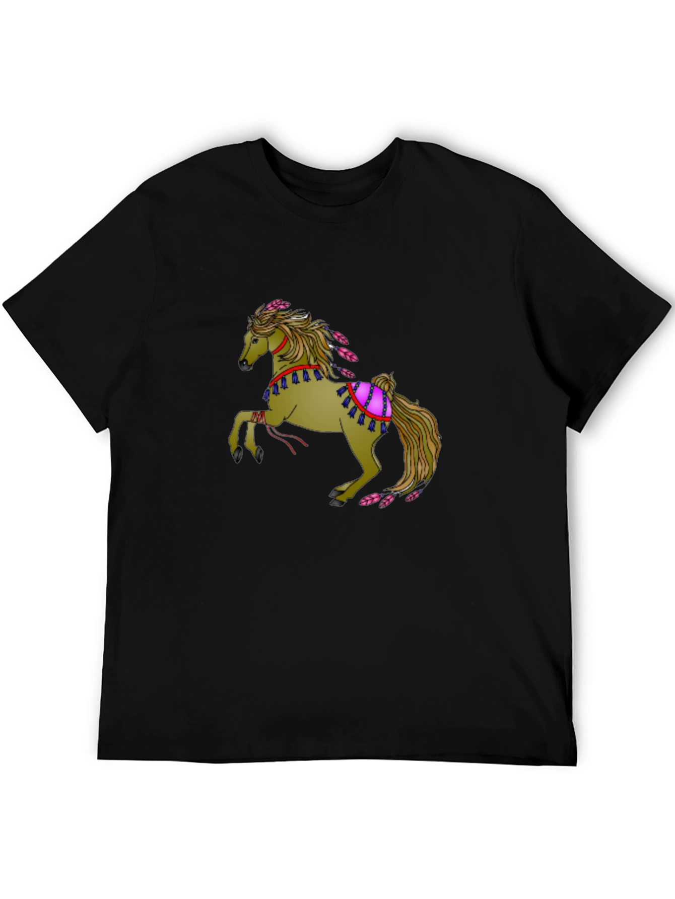 Mens Black Horse Graphic Tee