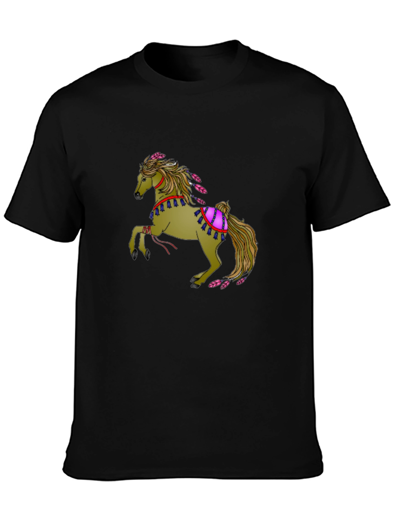 Mens Black Horse Graphic Tee