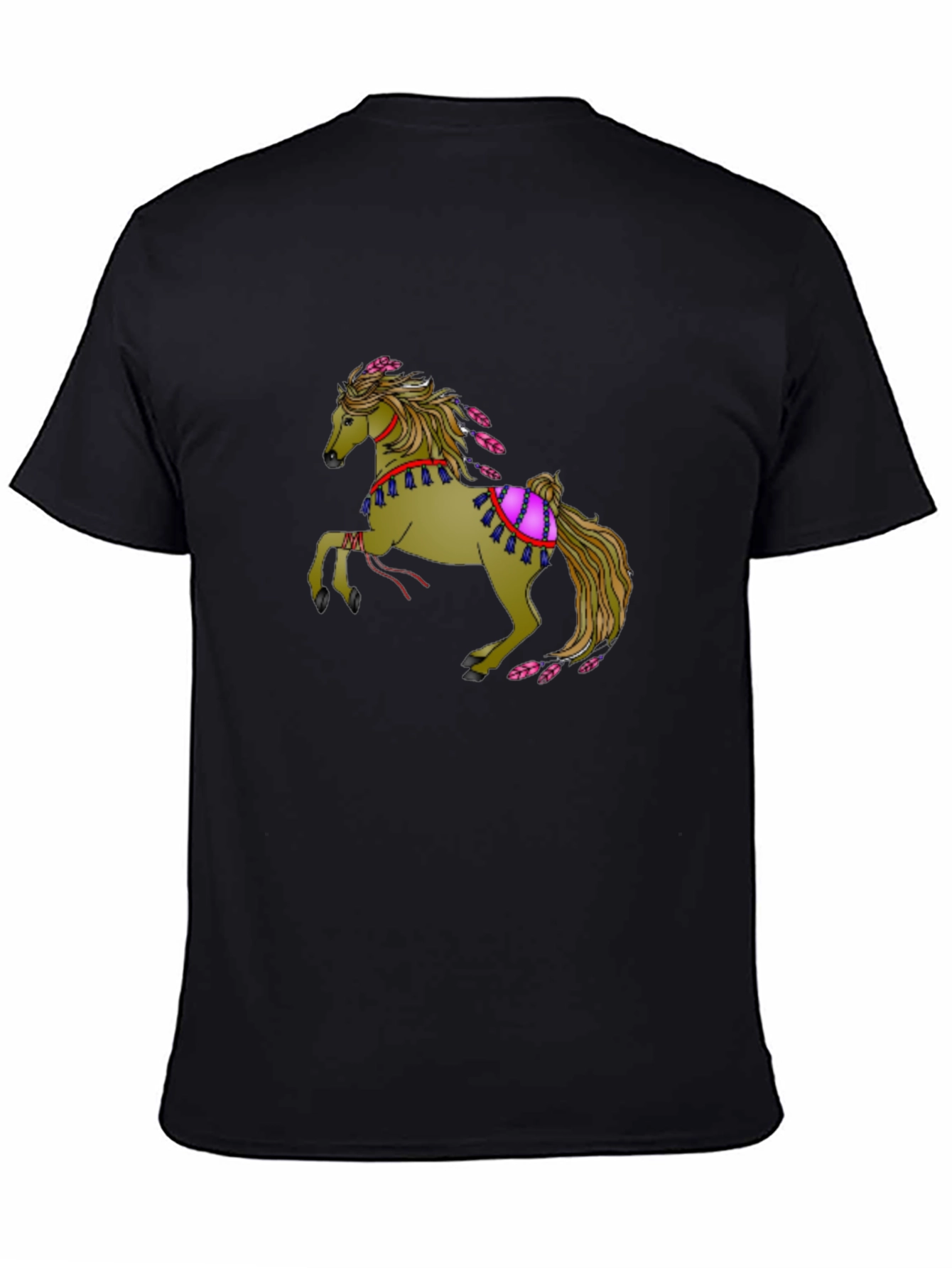 Mens Black Horse Graphic Tee
