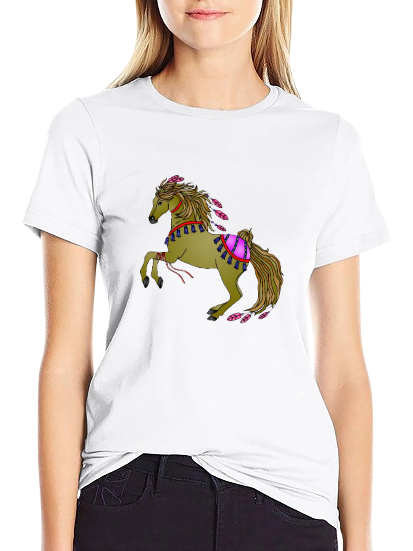 Mens Black Horse Graphic Tee