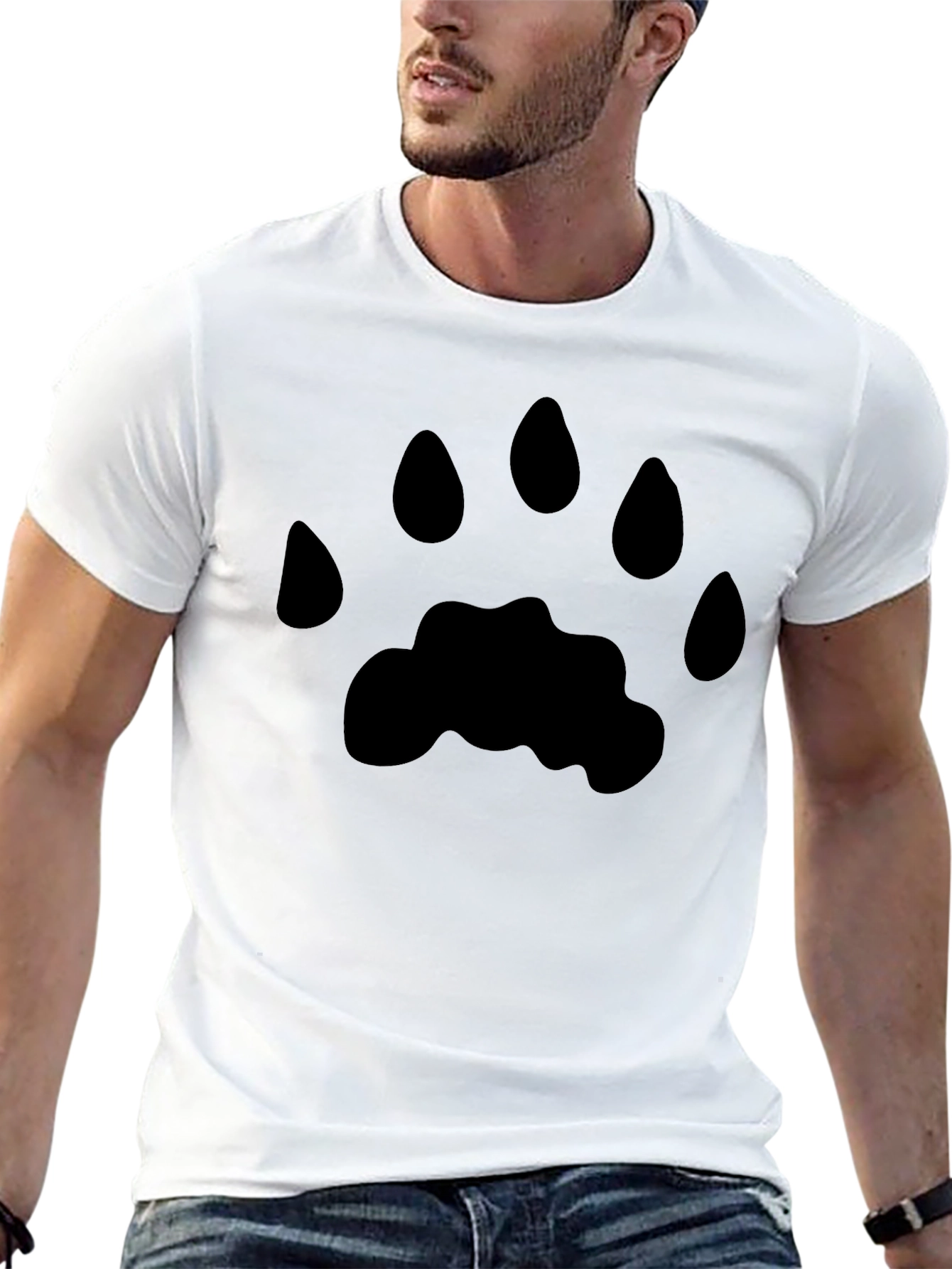 Bear Paw Print Graphic T-Shirt - Casual Comfort
