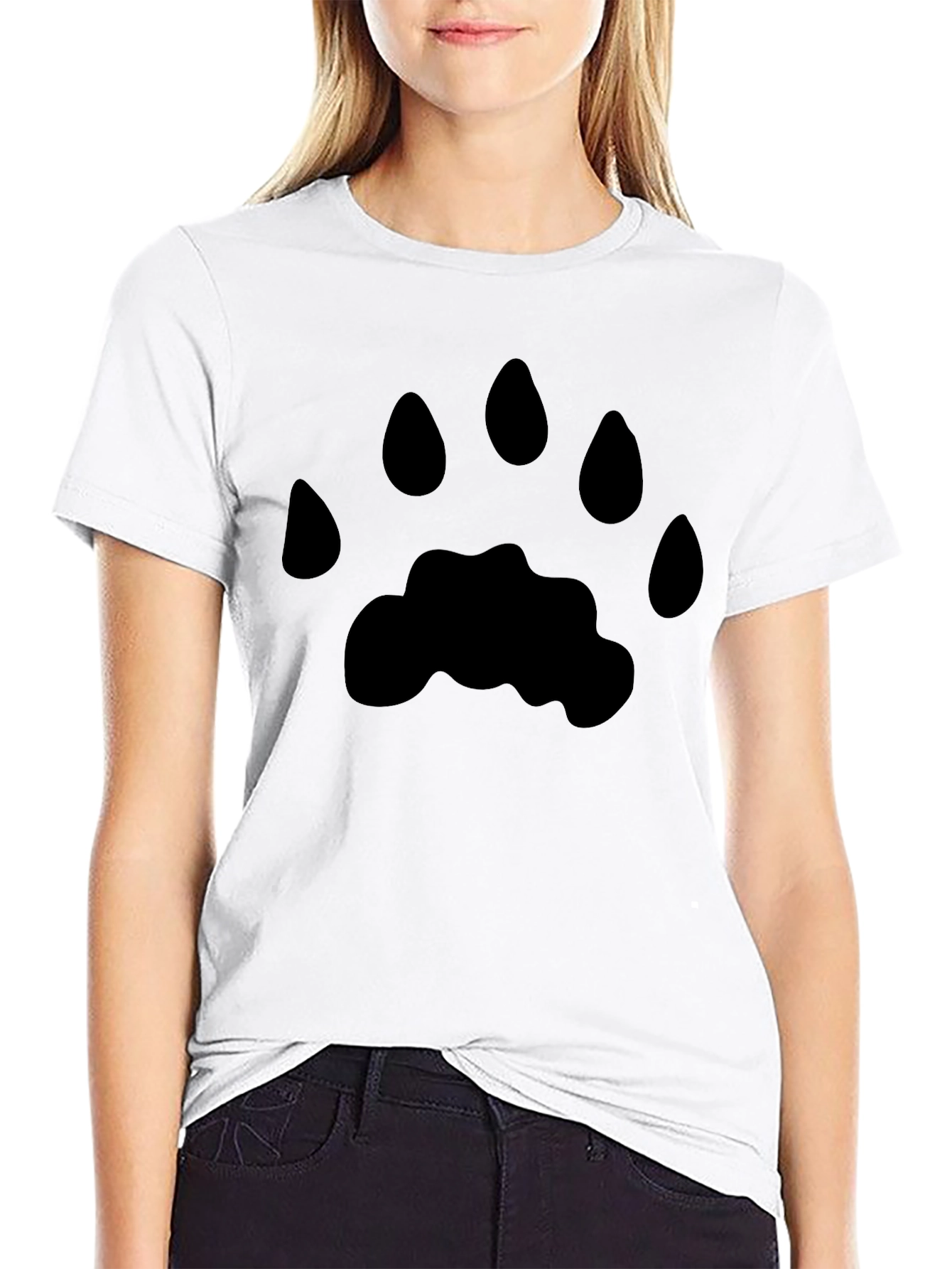 Bear Paw Print Graphic T-Shirt - Casual Comfort